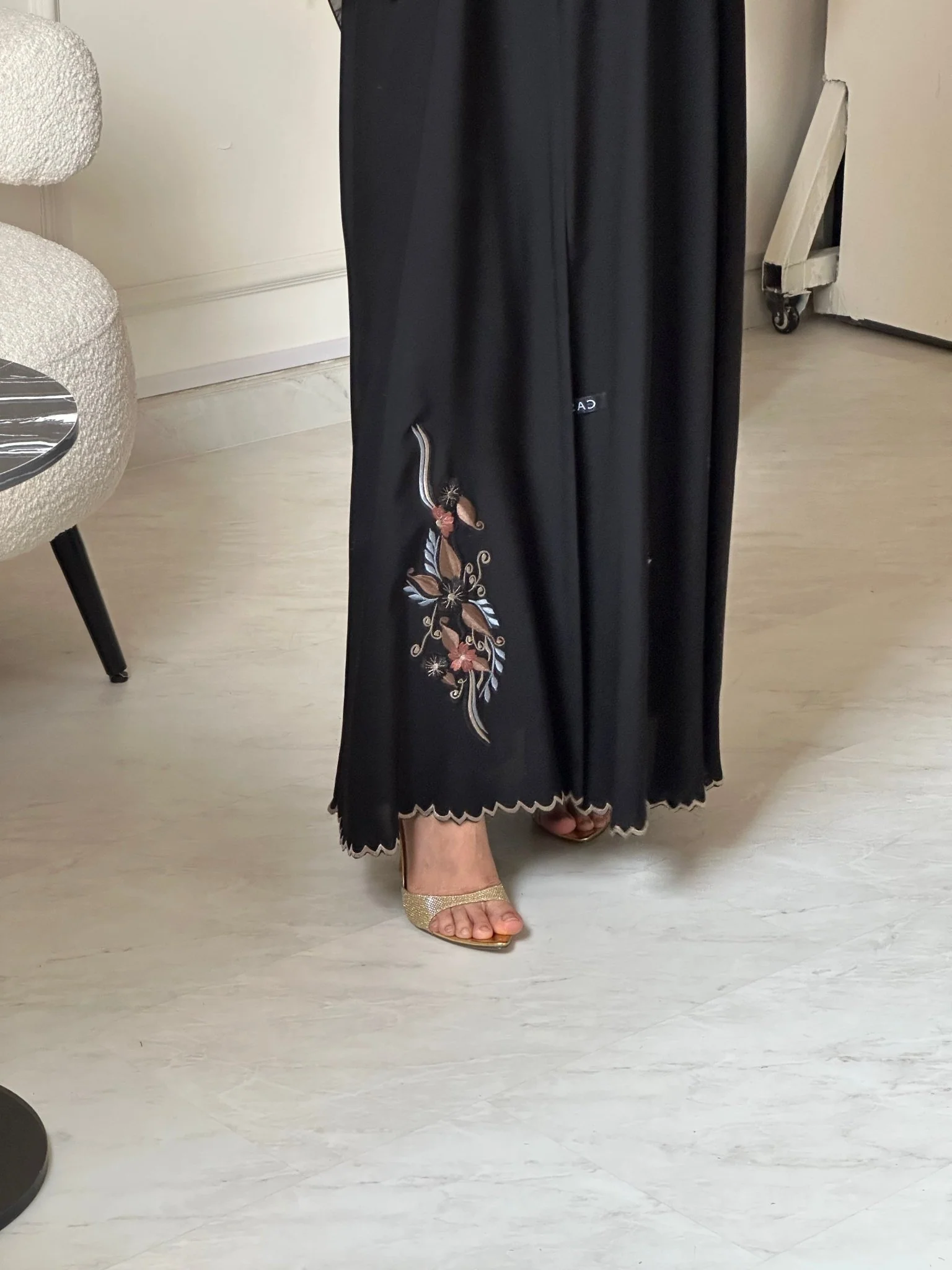 C 0798 Black Embroidered Abaya - Image 5