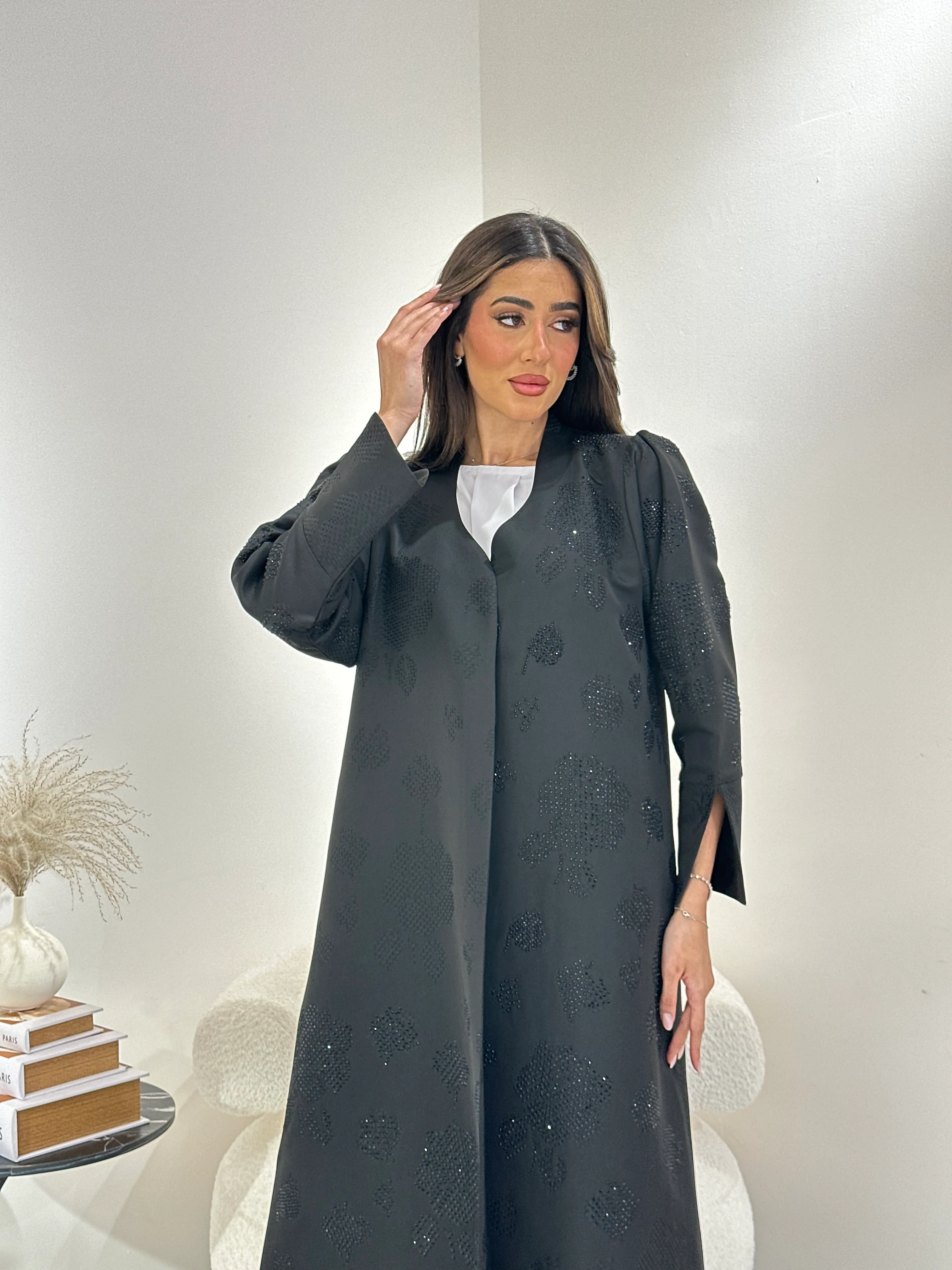 C 0871 Black Coat Abaya - Image 3
