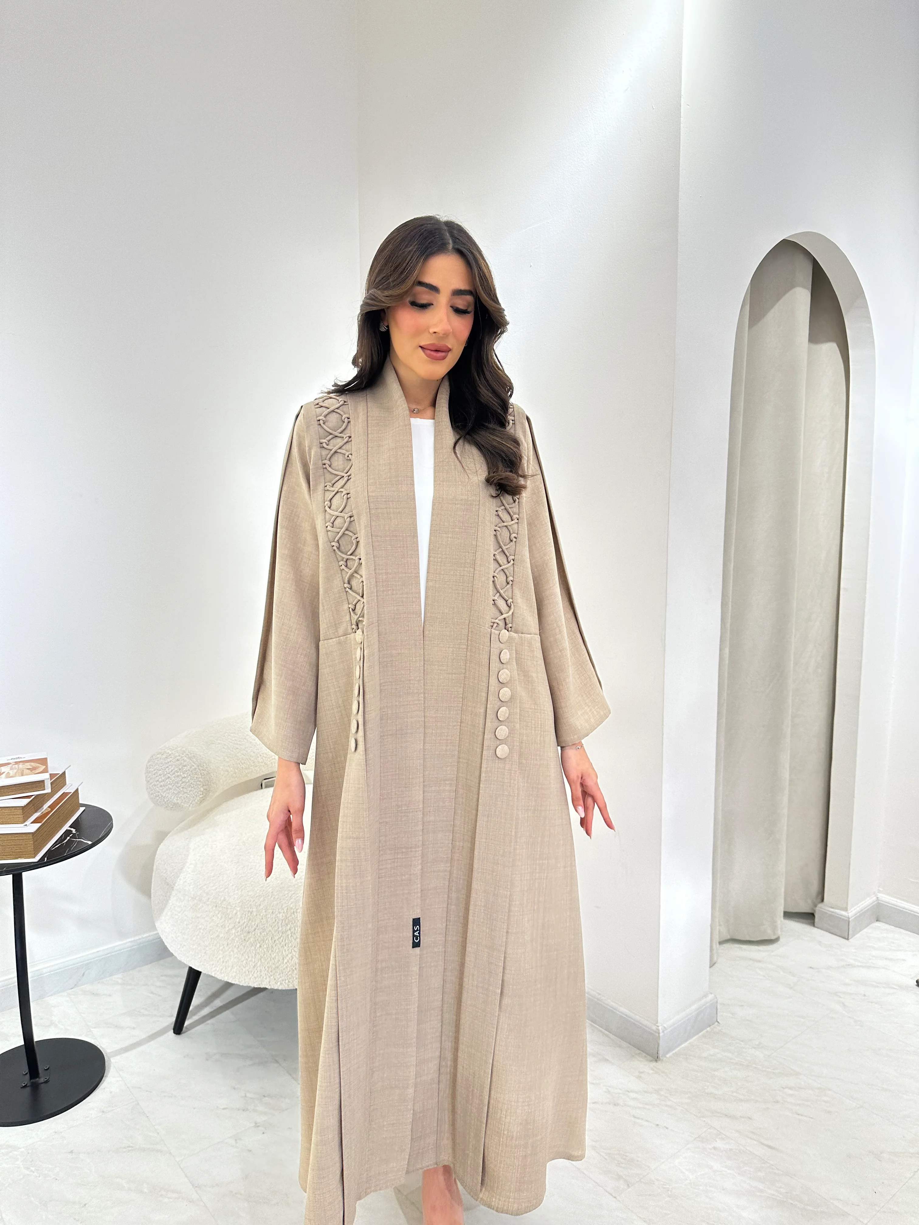 C 0910 Beige Eid Abaya - Image 4
