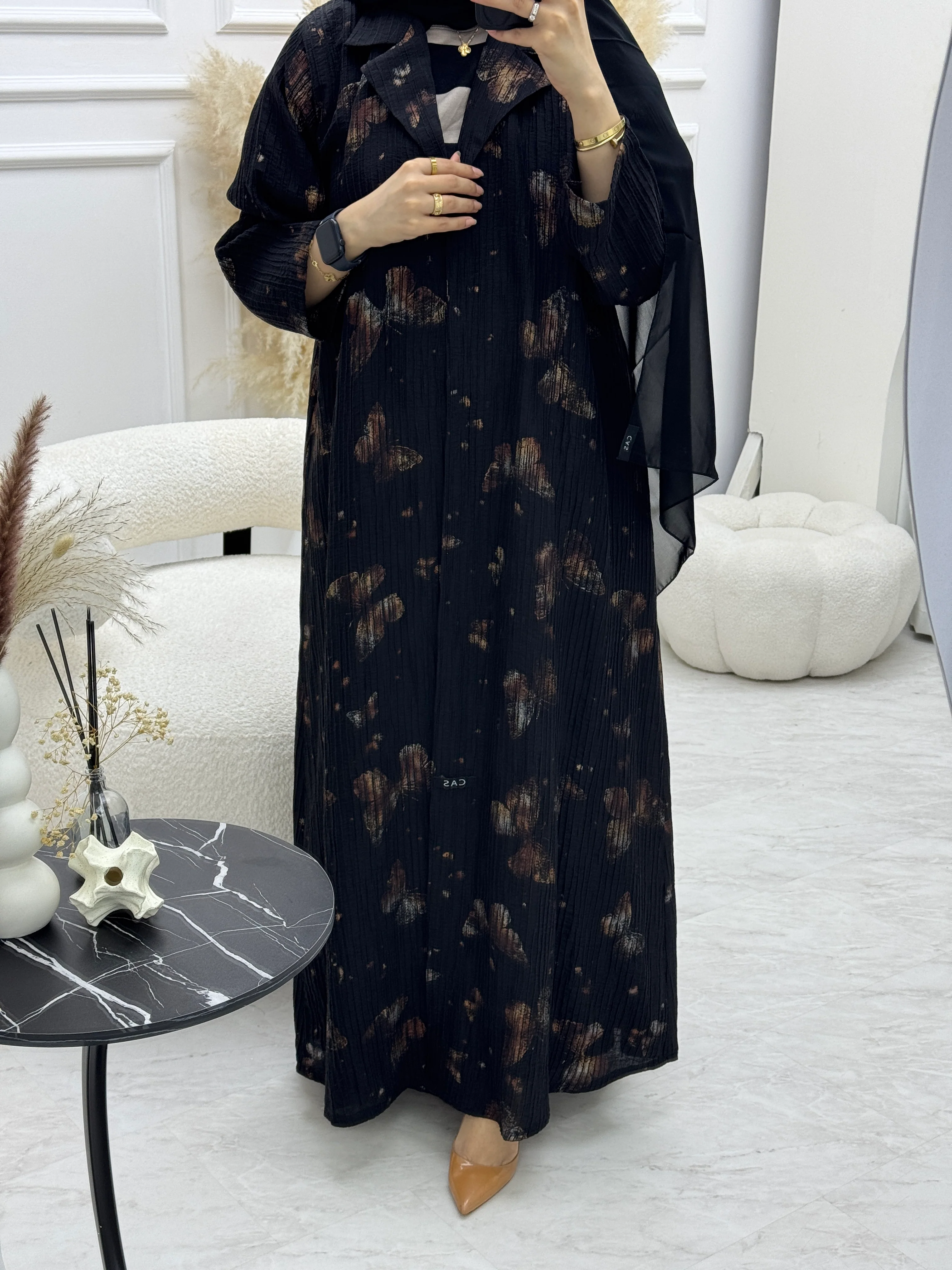 C 0921 Butterfly Printed Abaya - Image 3