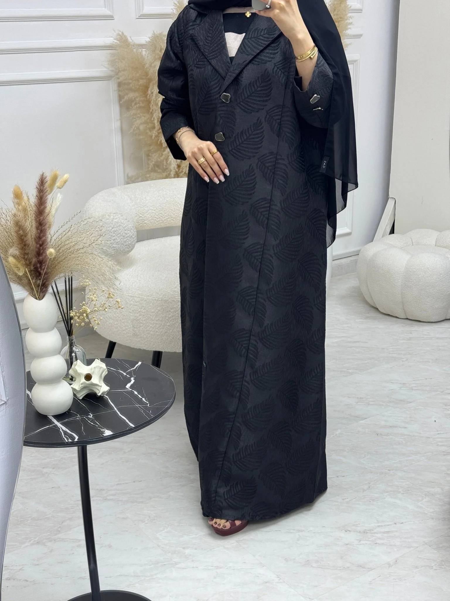 C 0942 Black Coat Abaya - Image 4