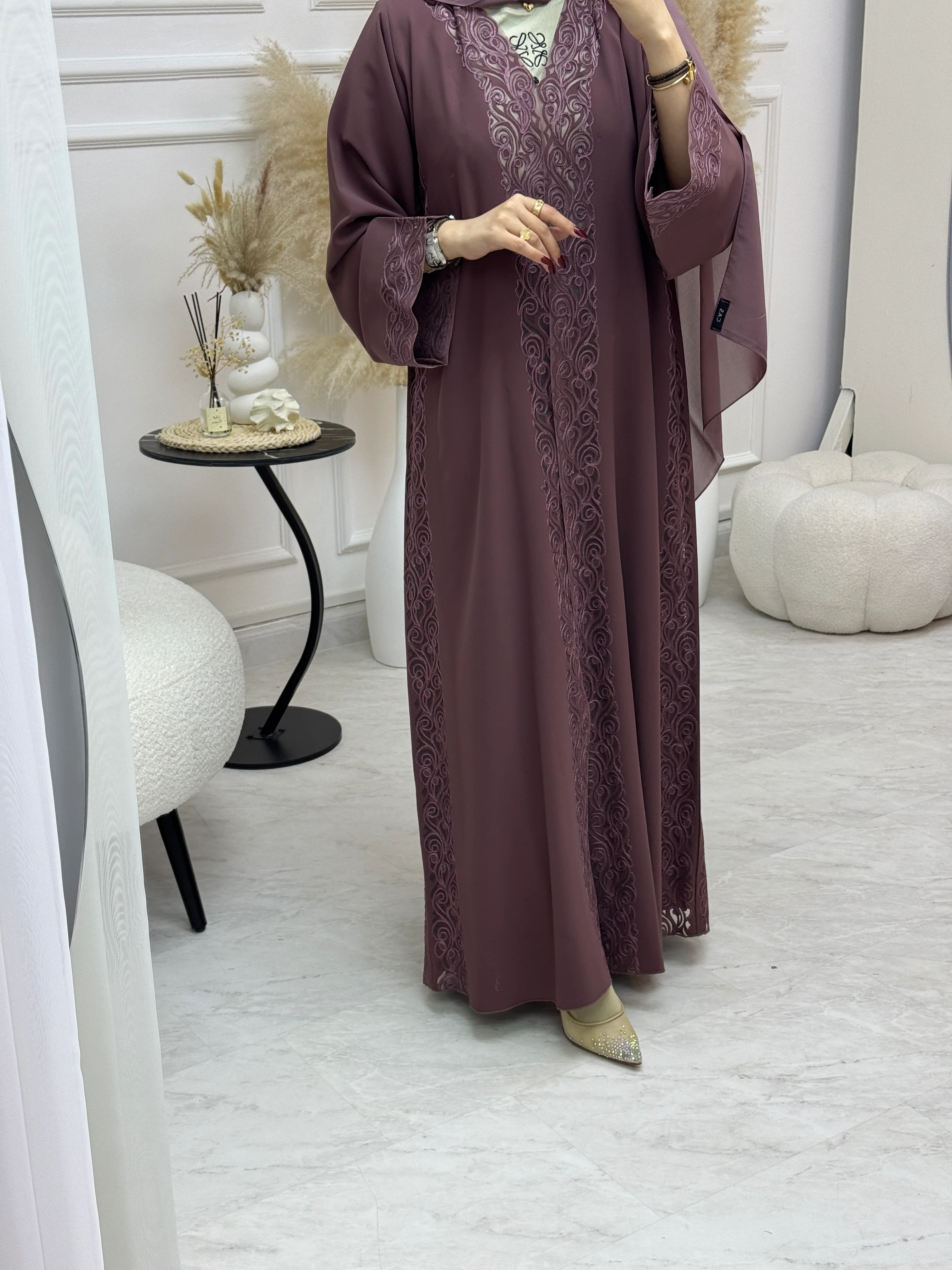 C 0998 Purple Abaya - Image 2