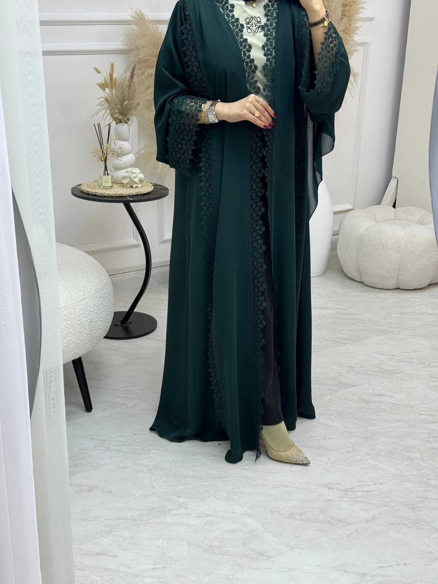 C 0999 Emerald Green Abaya - Image 4