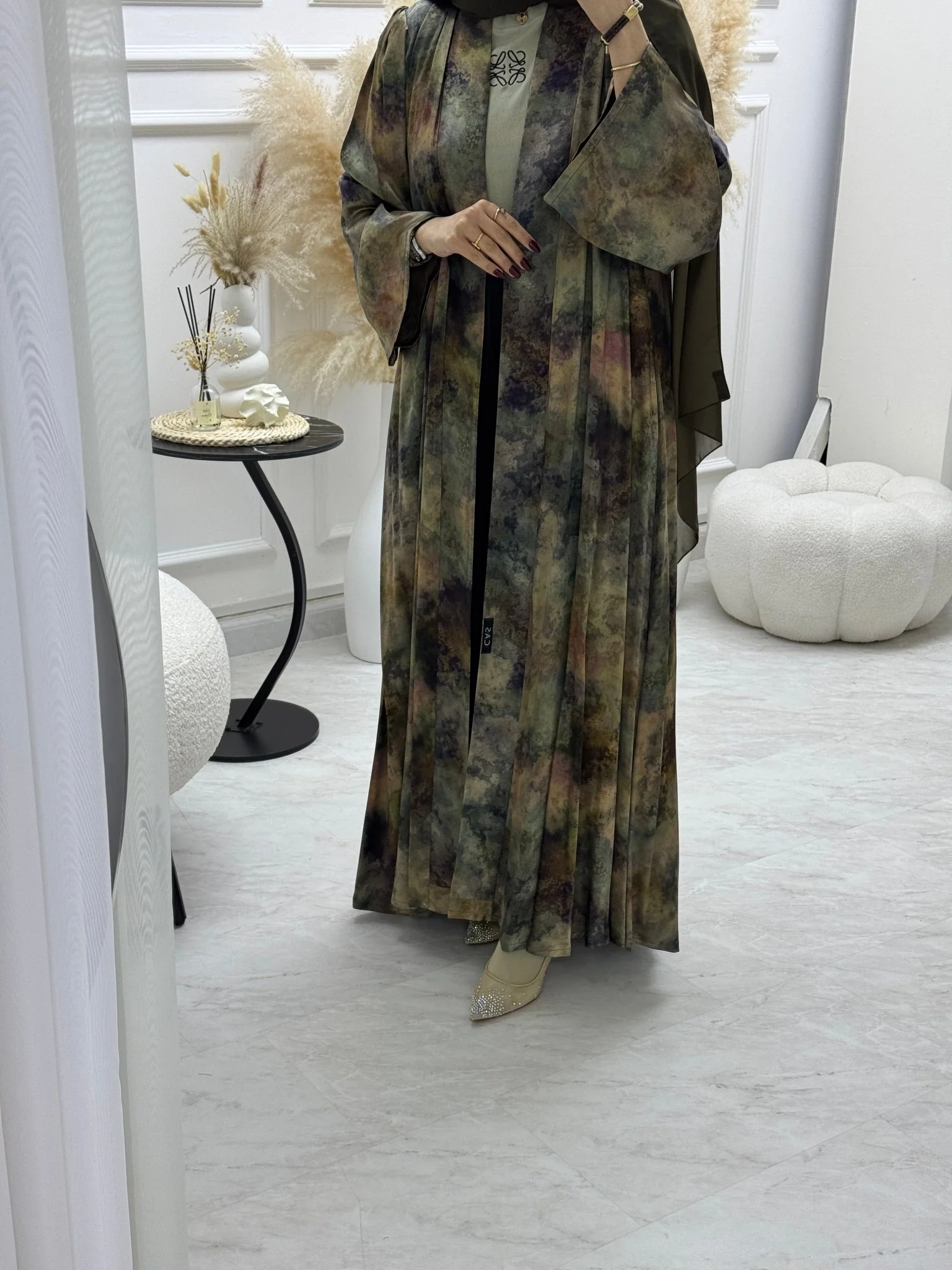 C 1002-02 Multi Color Printed Abaya - Image 3
