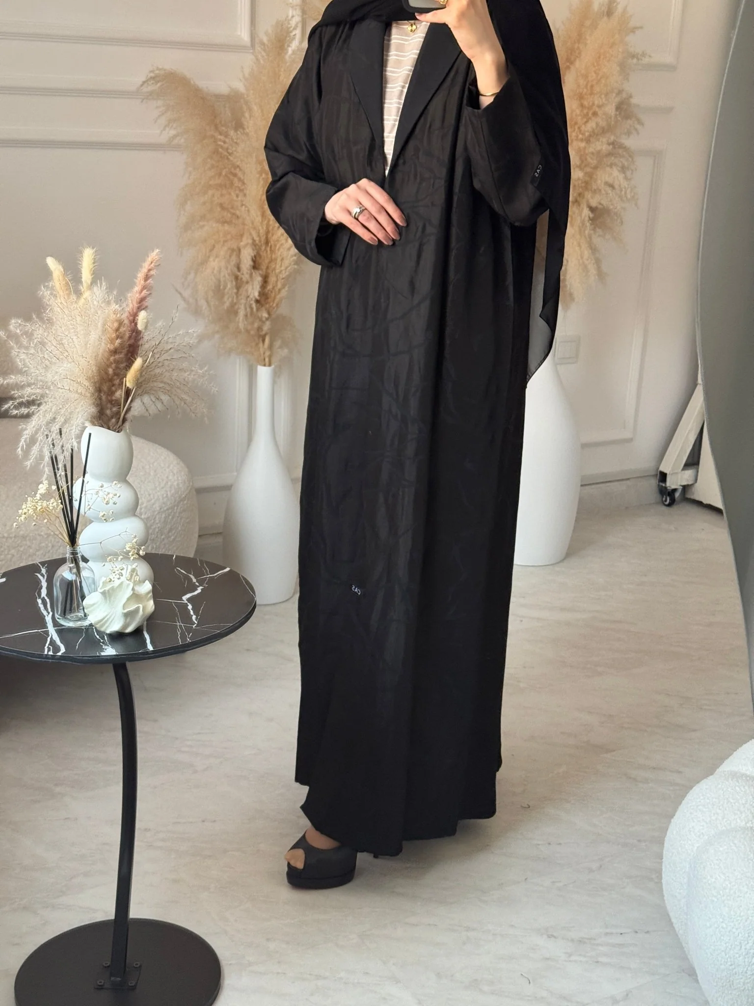C 1073 Black Coat Abaya - Image 4