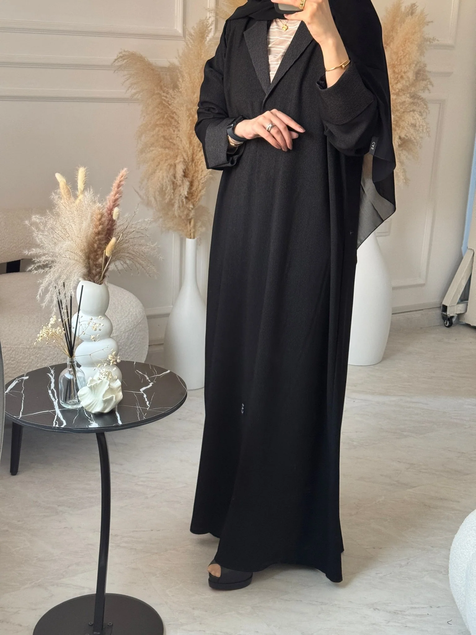 C 1074 Black Coat Abaya - Image 4