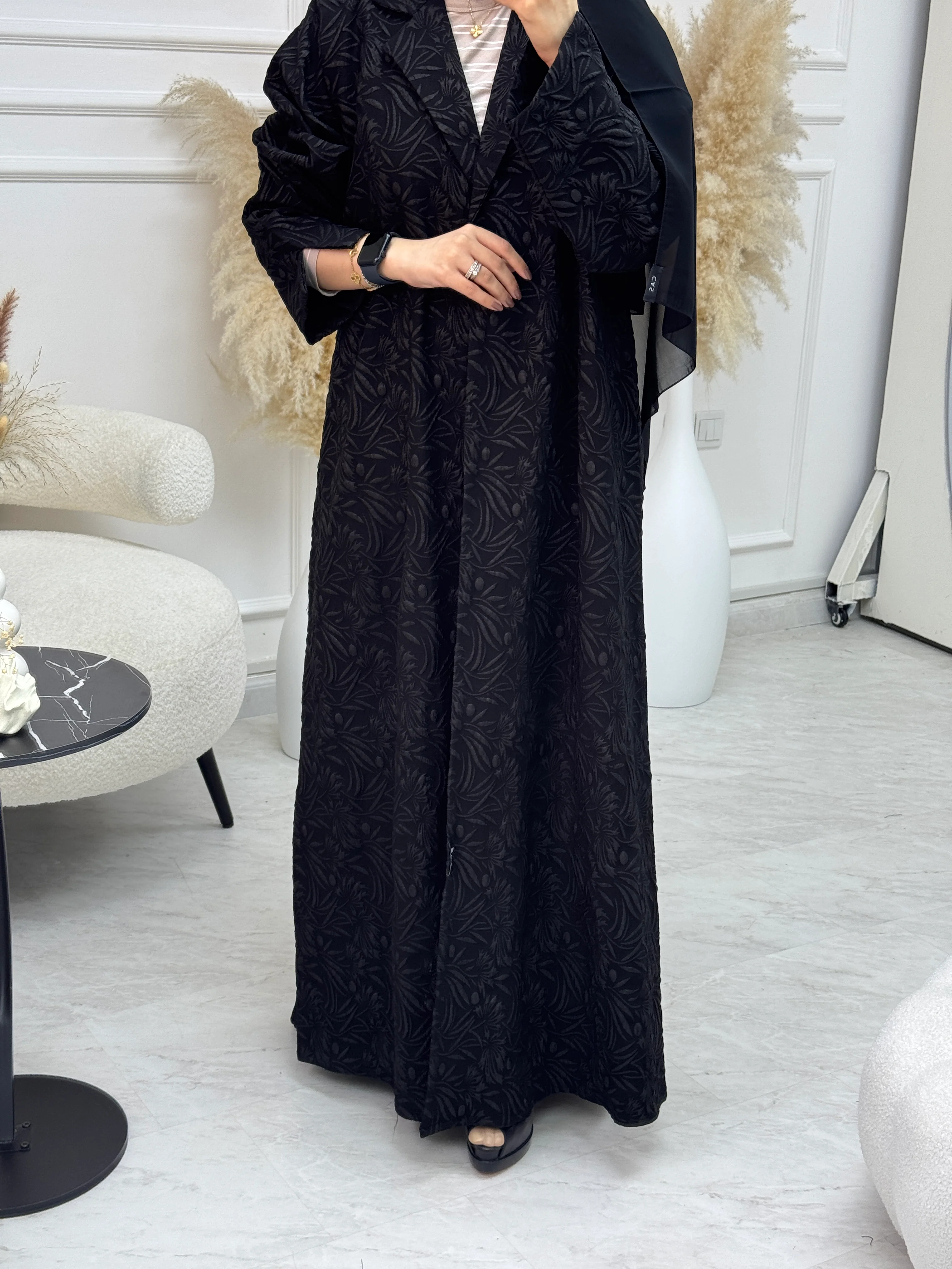 C 1081 Black Printed Abaya - Image 3