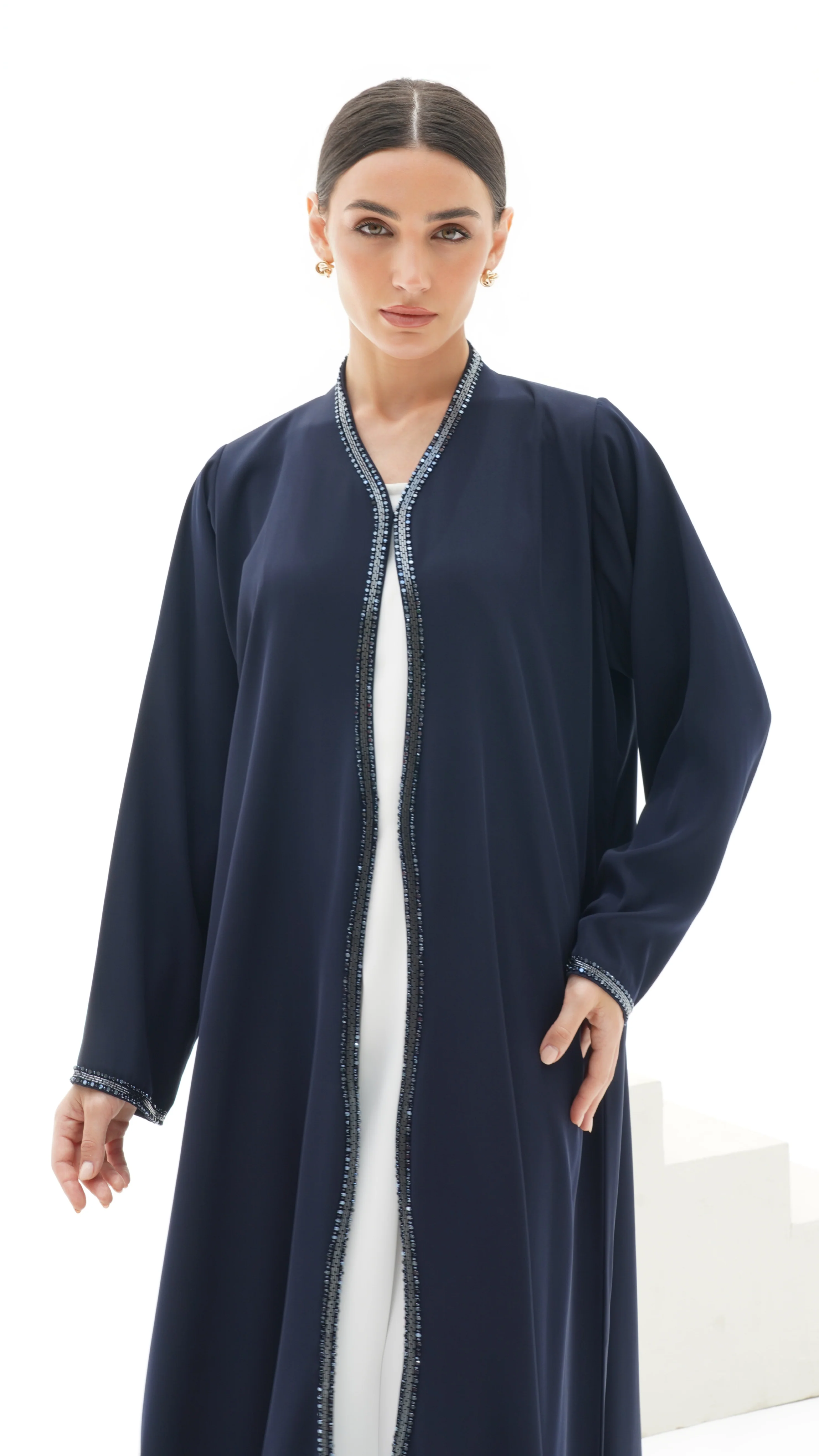 C 1151 Navy Blue Abaya - Image 4