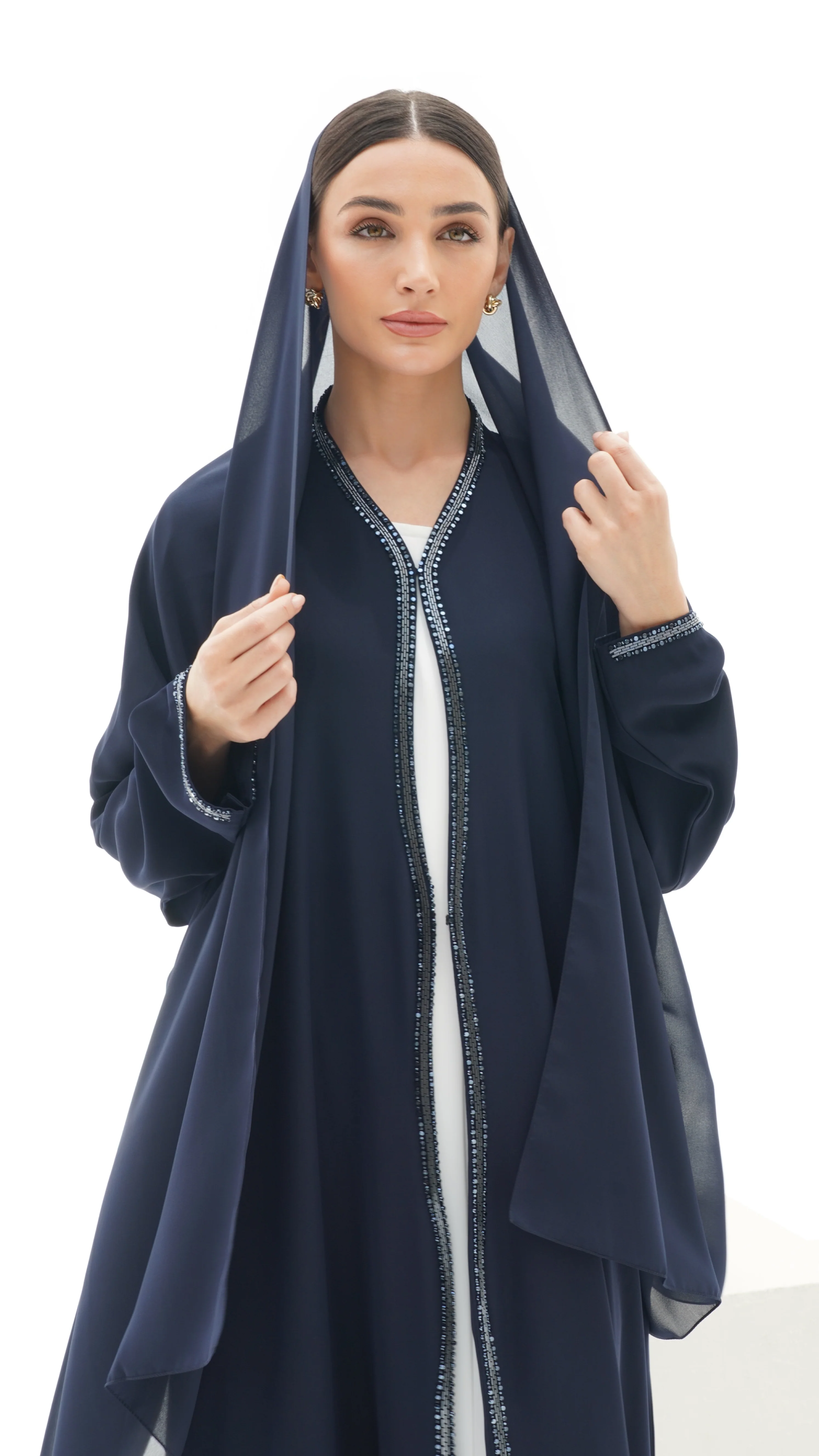 C 1151 Navy Blue Abaya - Image 6