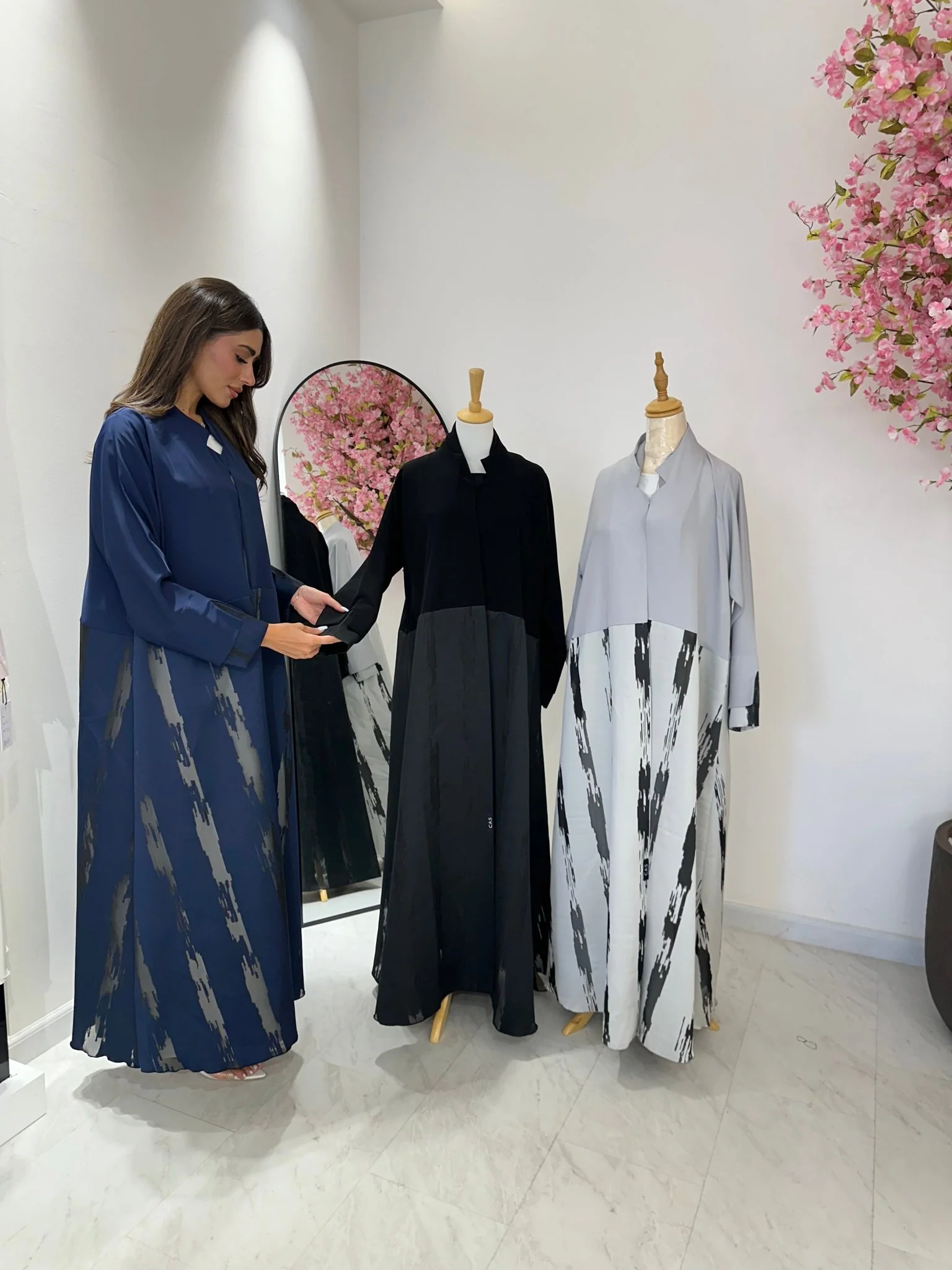 C 1178-03 Silver Printed Abaya - Image 11