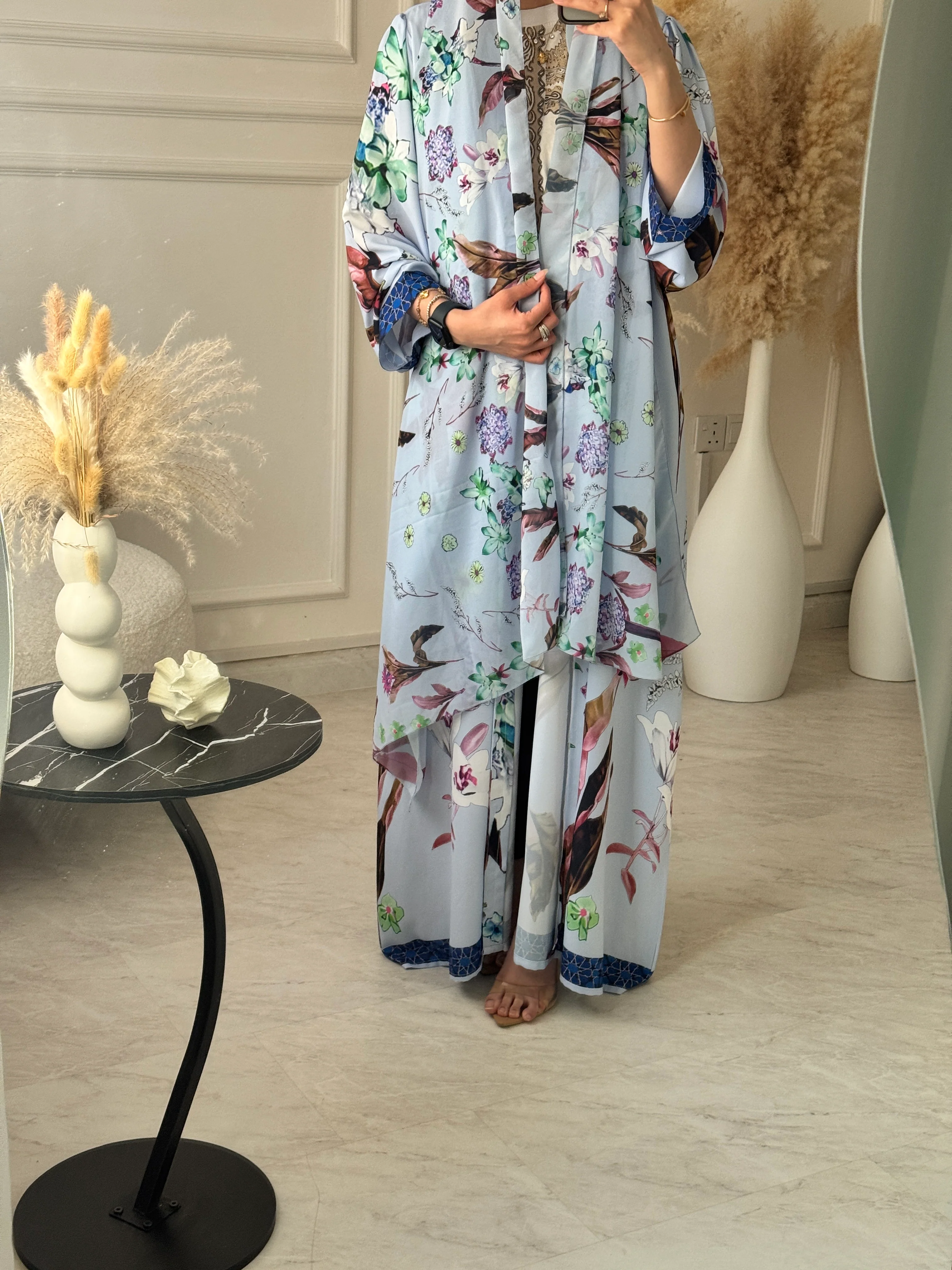 C 1206 Blue Printed Abaya - Image 2
