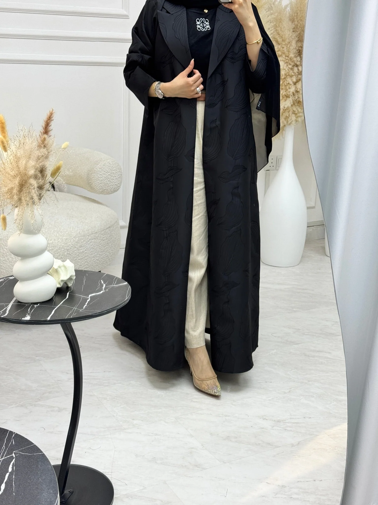 C 1216 Black Coat Abaya - Image 4