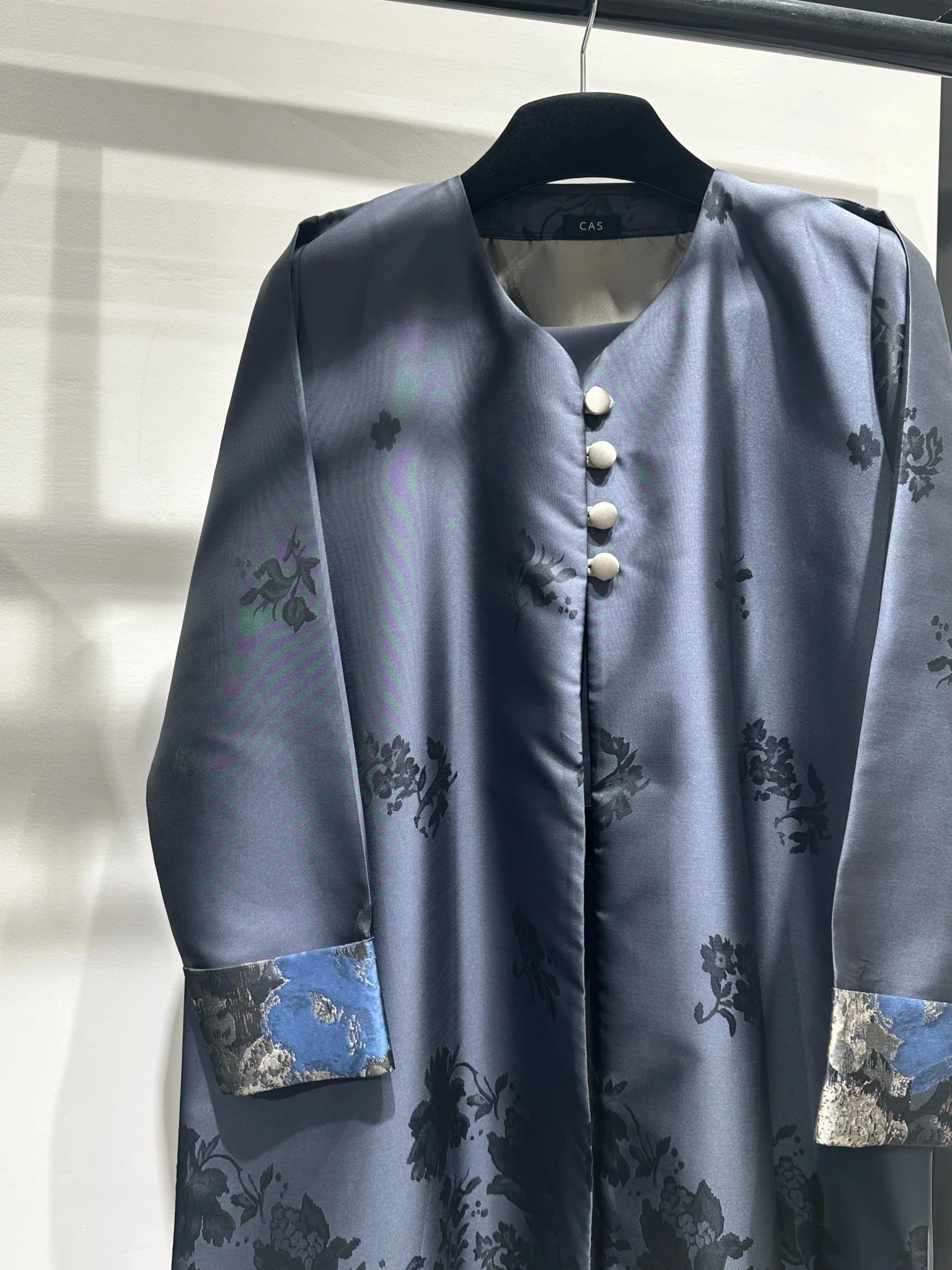 C 1255-02 Blue Gold Printed Abaya