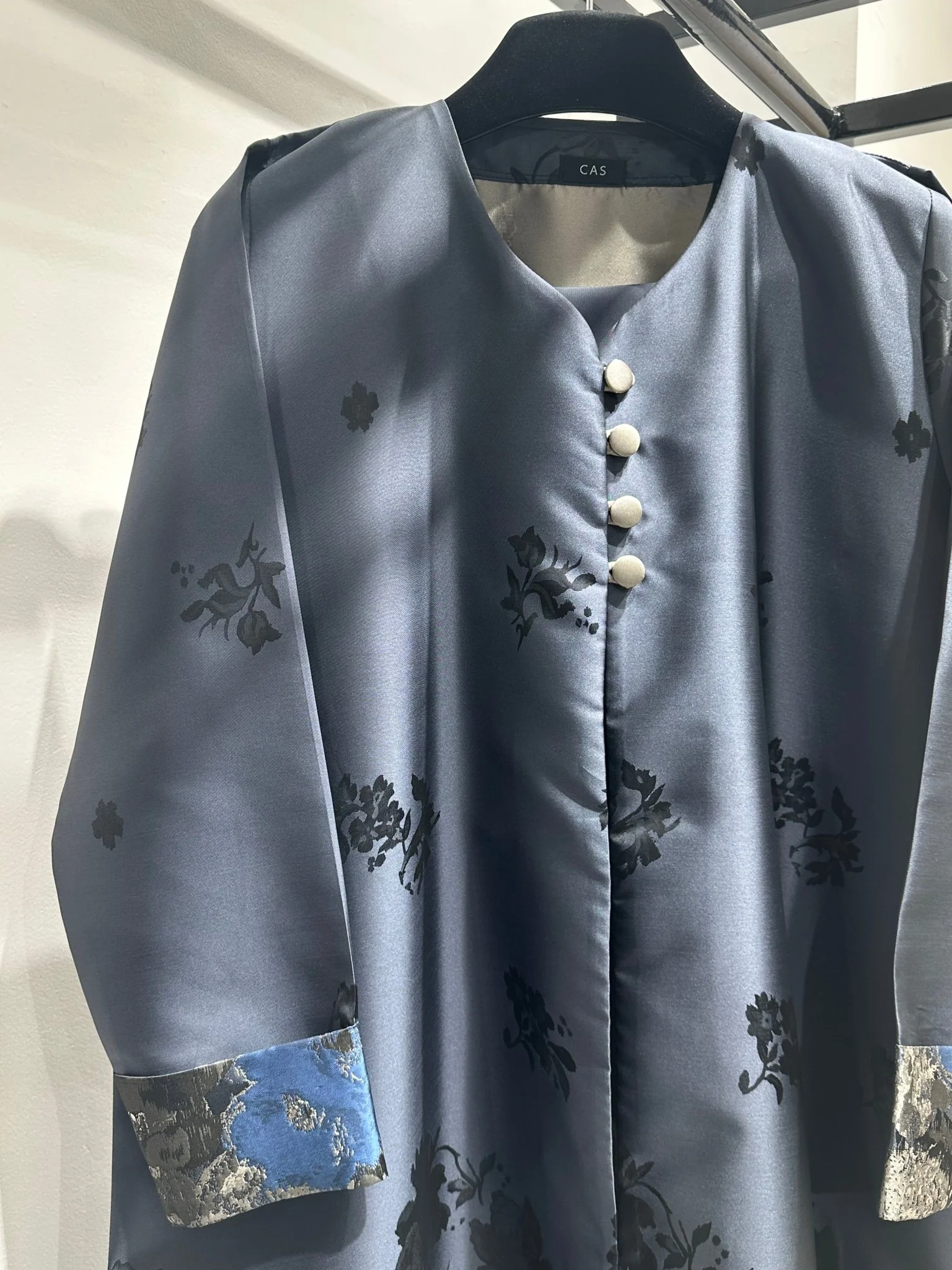 C 1255-02 Blue Gold Printed Abaya - Image 3