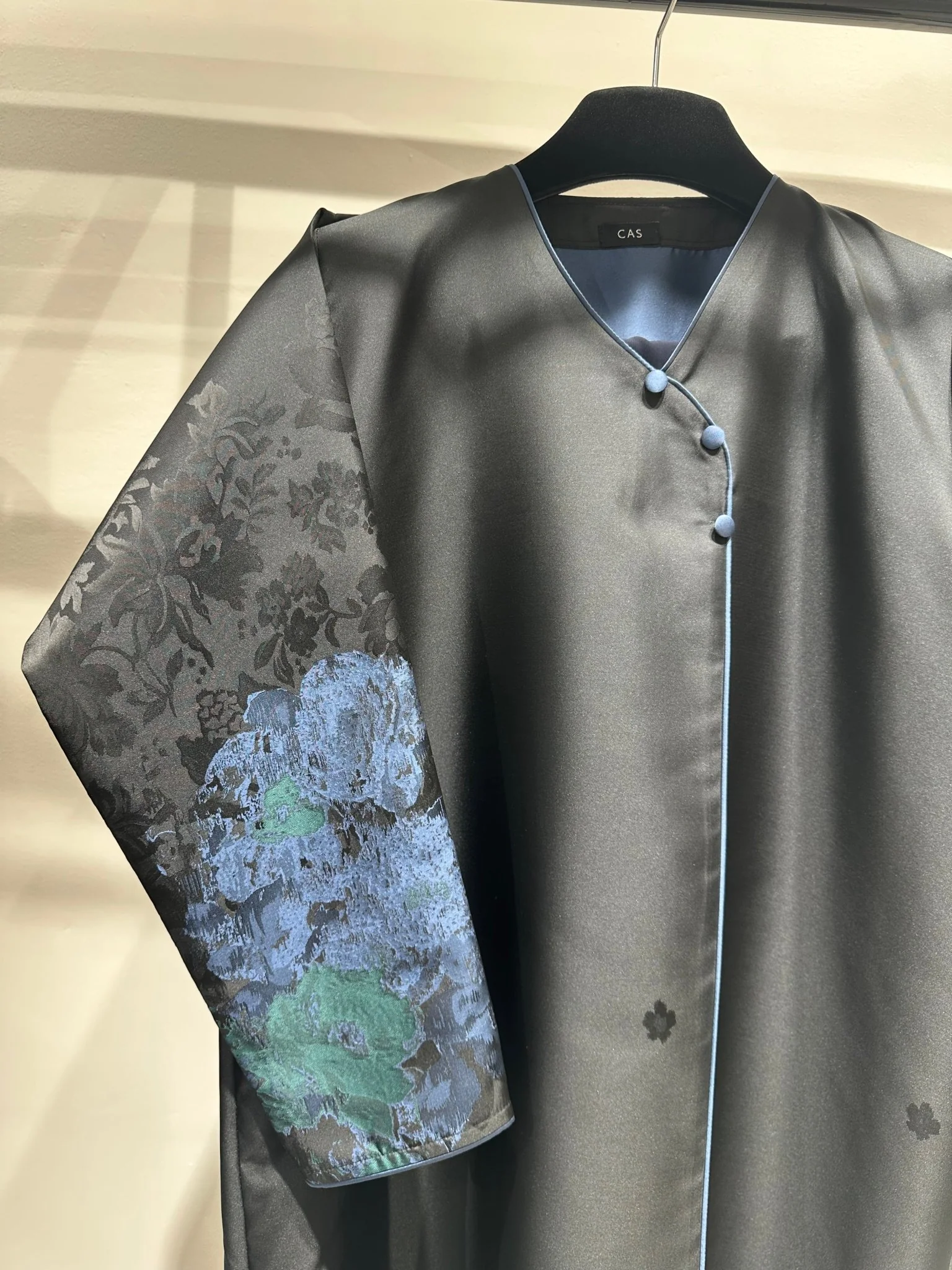 C 1255-06 Blue Black Printed Abaya - Image 3