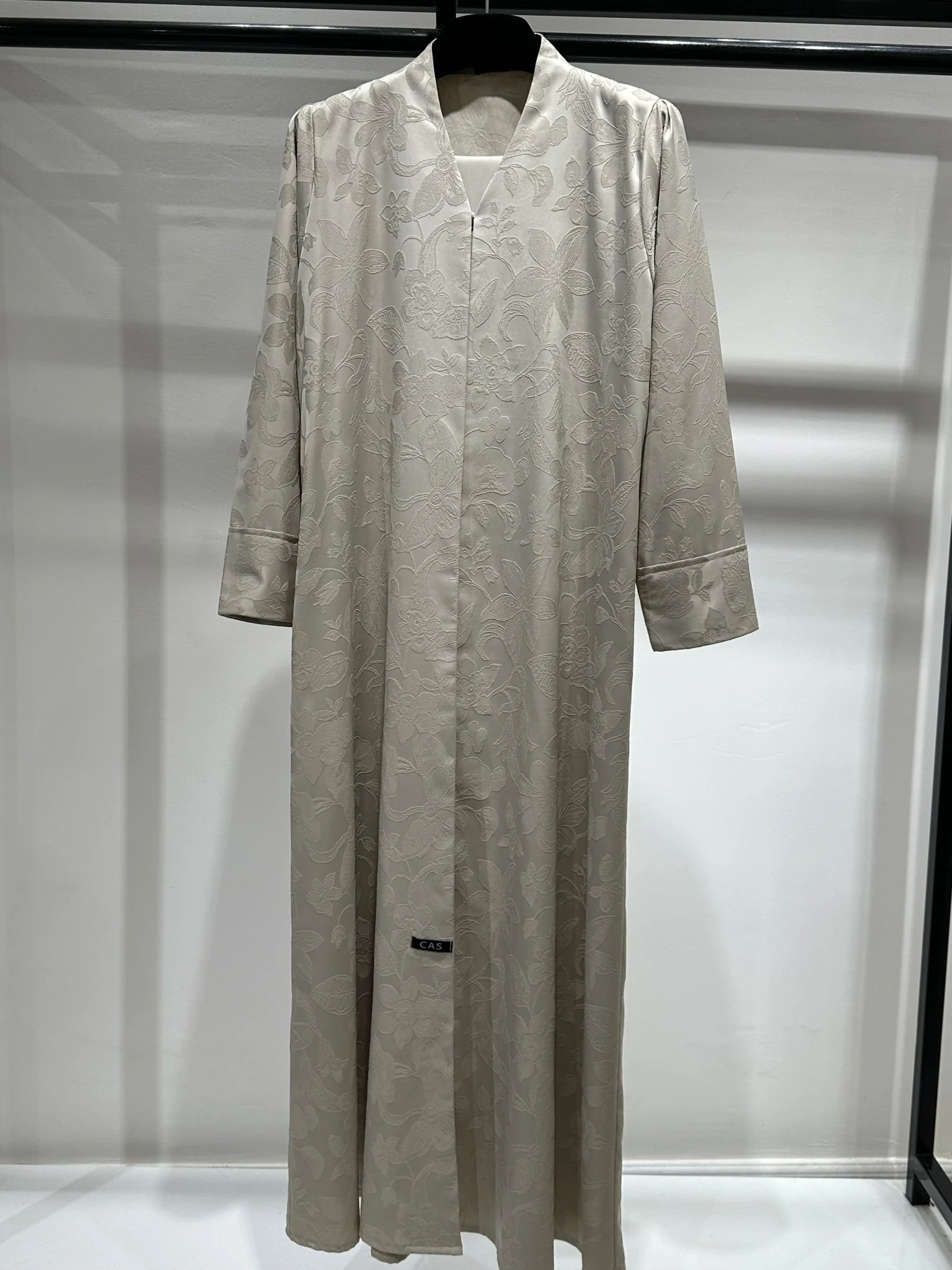 C 1258-03 Beige Blossom Printed Abaya - Image 2
