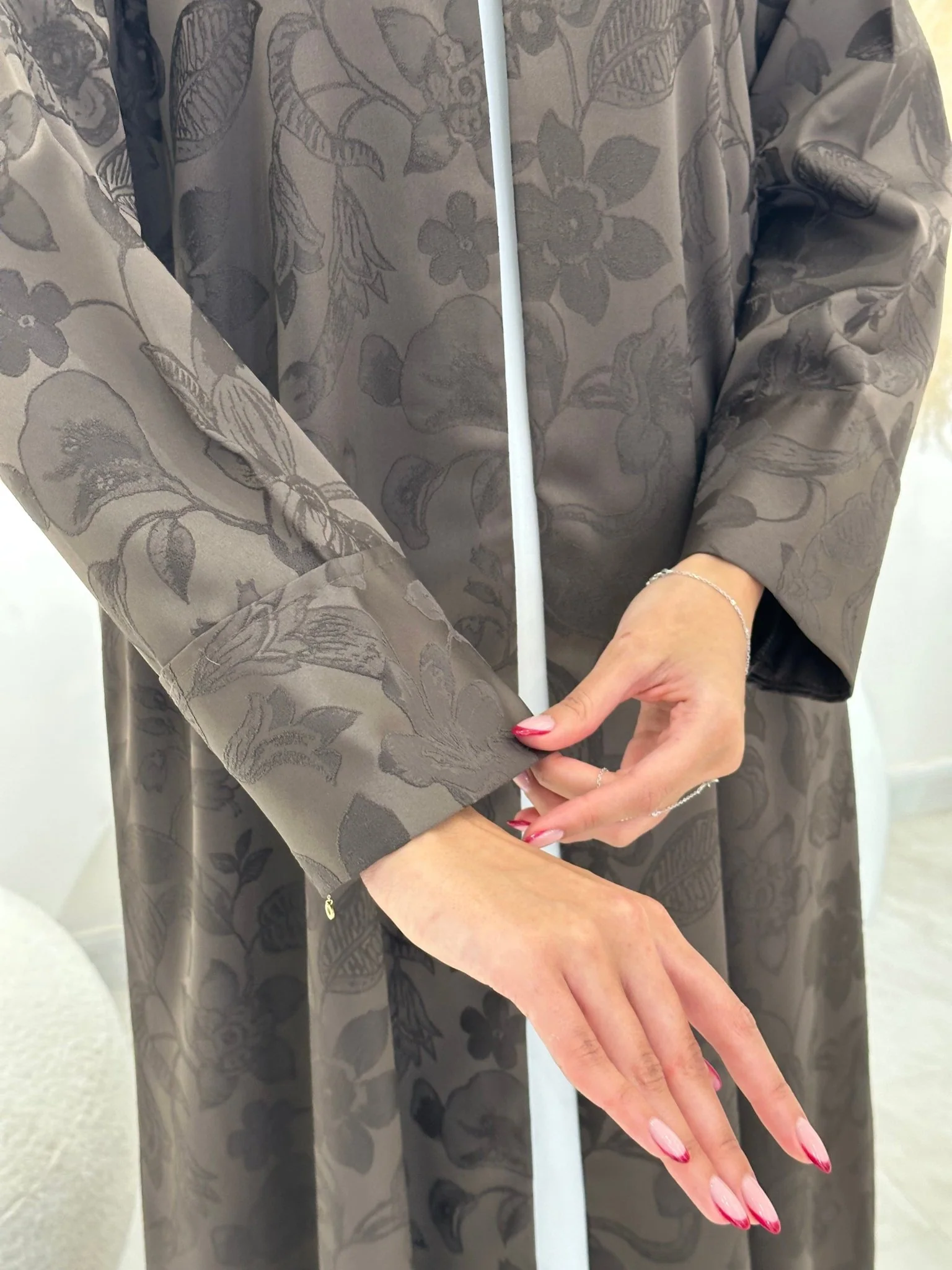 C 1258-01 Sepia Blossom Printed Abaya - Image 6