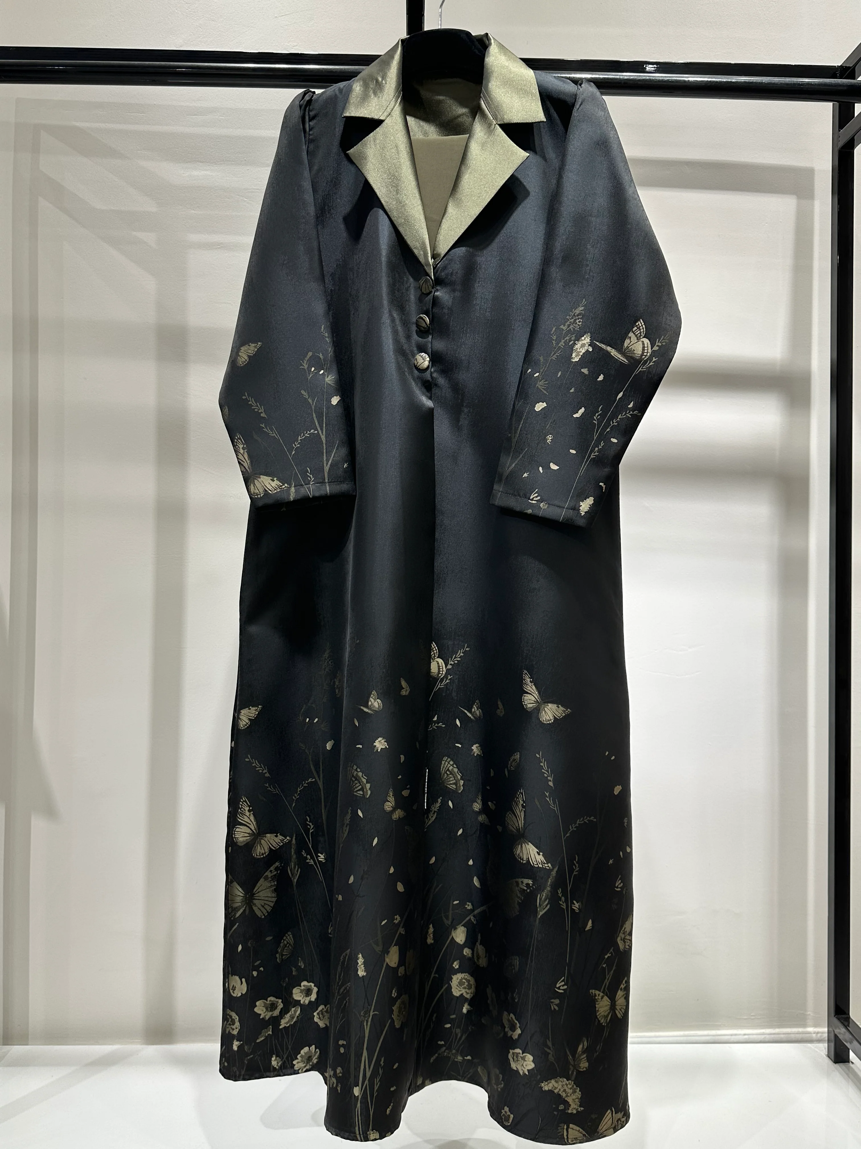 C 1264-04 Cypress Green Printed Abaya - Image 2