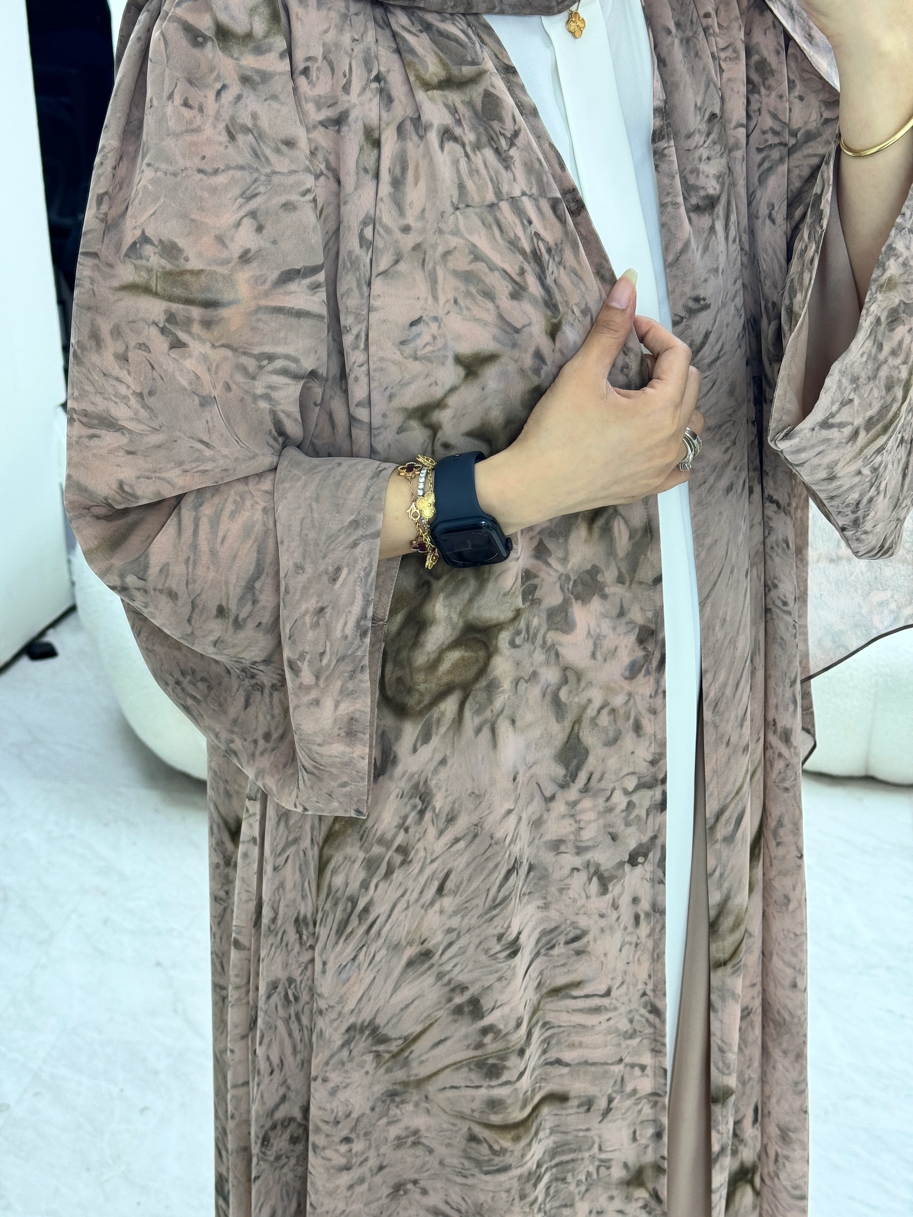 C 1279-05 Caramel Tie Dye Abaya - Image 3
