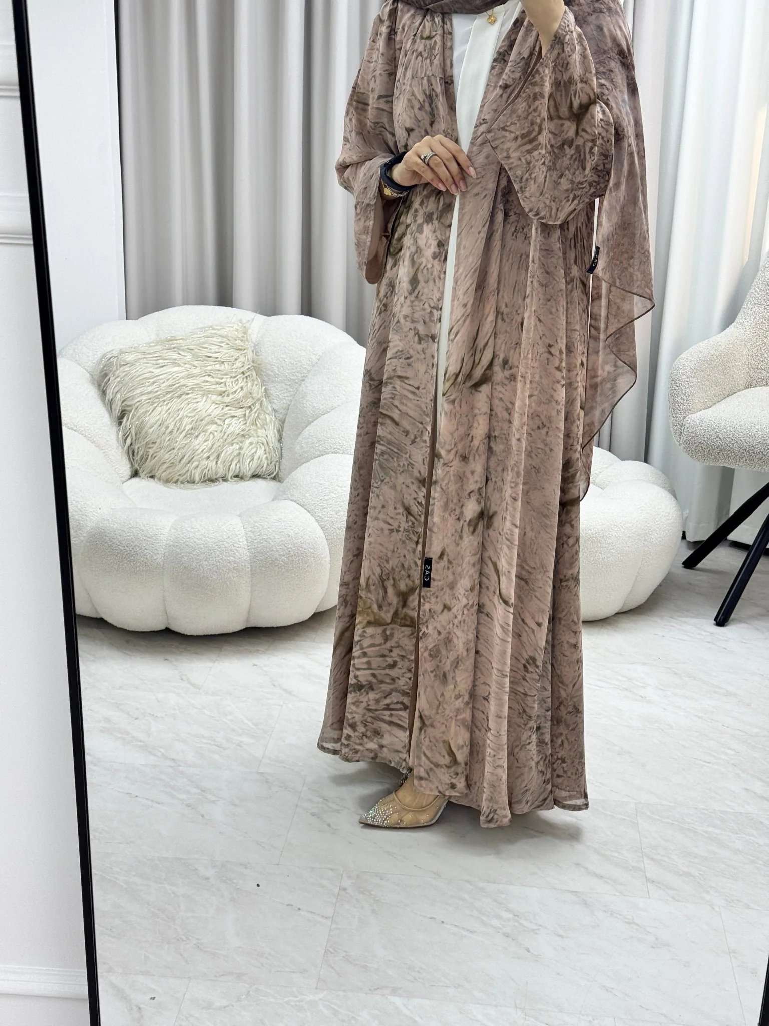 C 1279-05 Caramel Tie Dye Abaya - Image 4