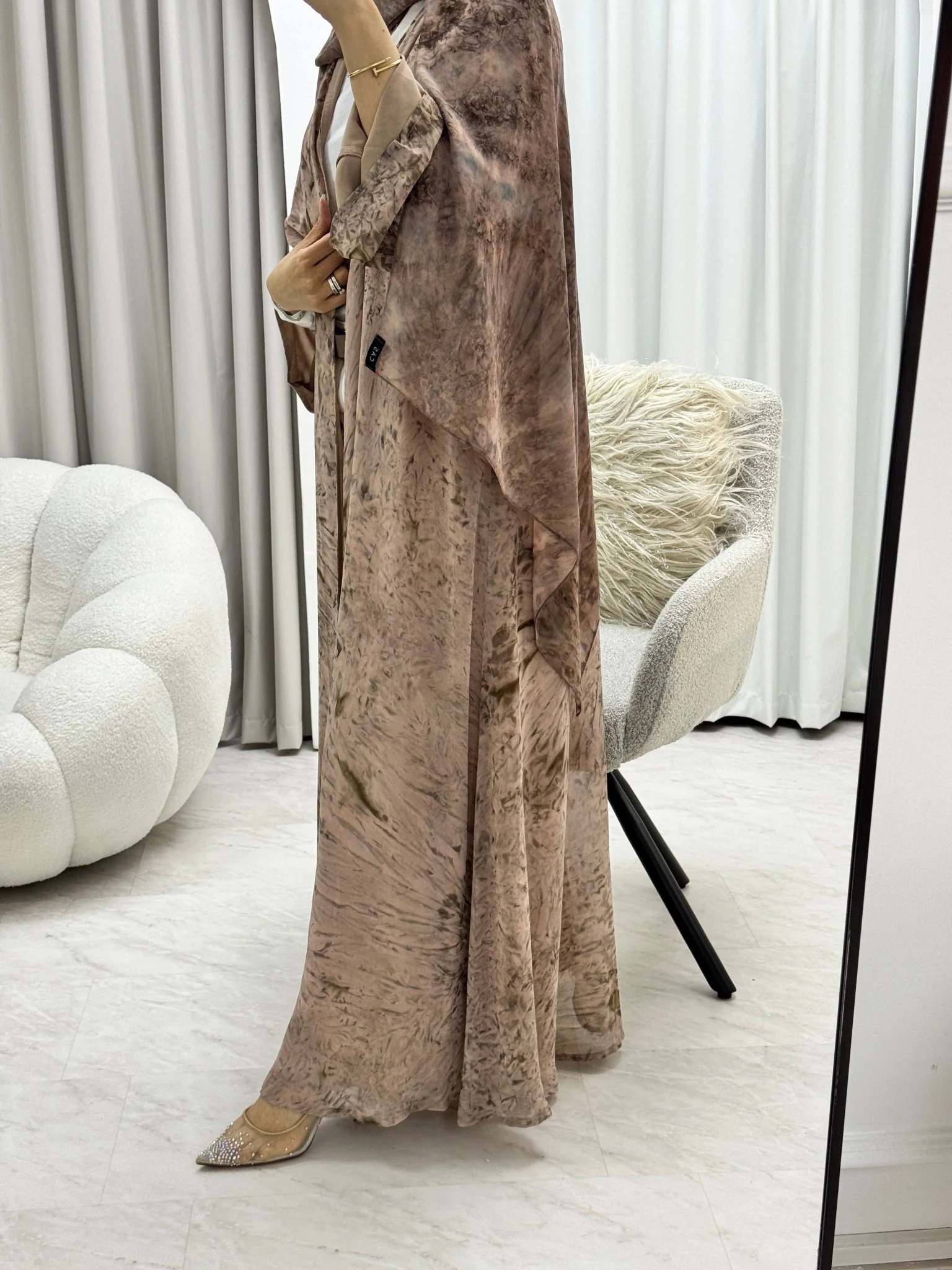 C 1279-05 Caramel Tie Dye Abaya - Image 6