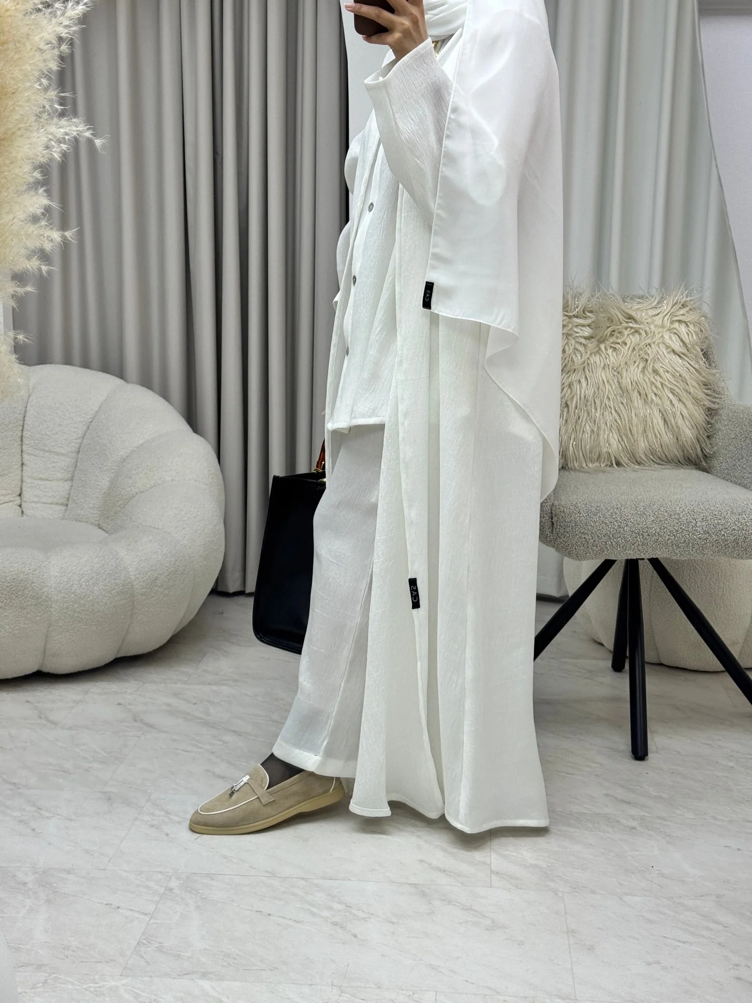 C 1285-03 White Travel Set Abaya - Image 5