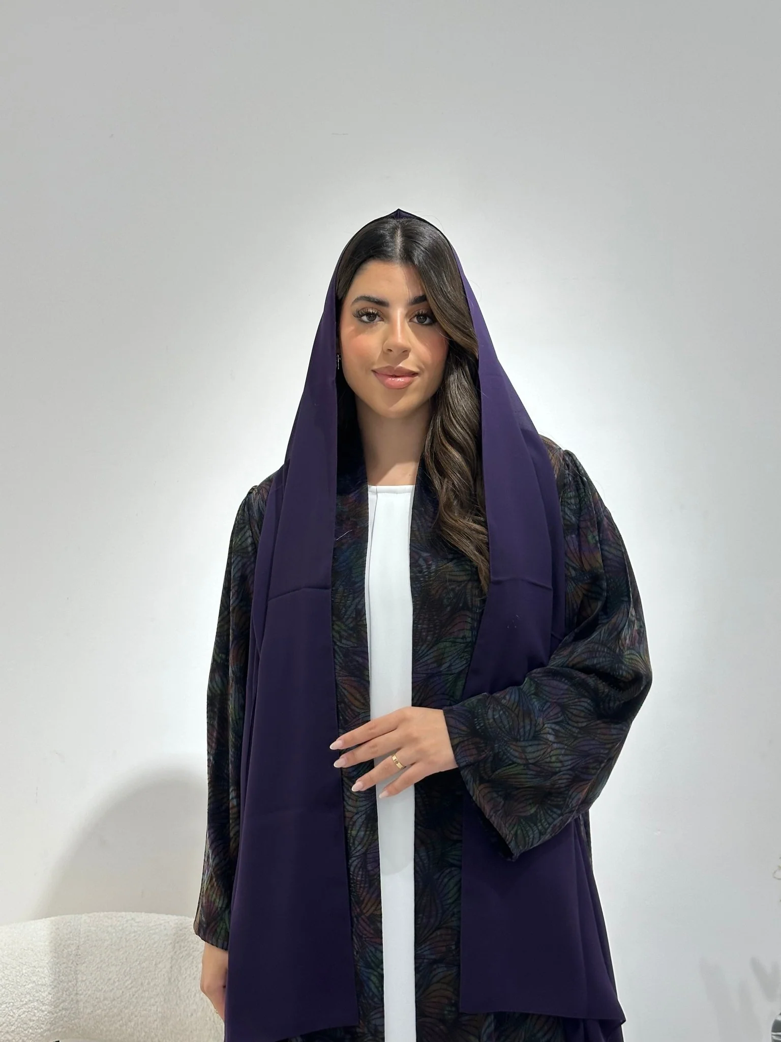 C 1345 Purple Green Abaya - Image 7