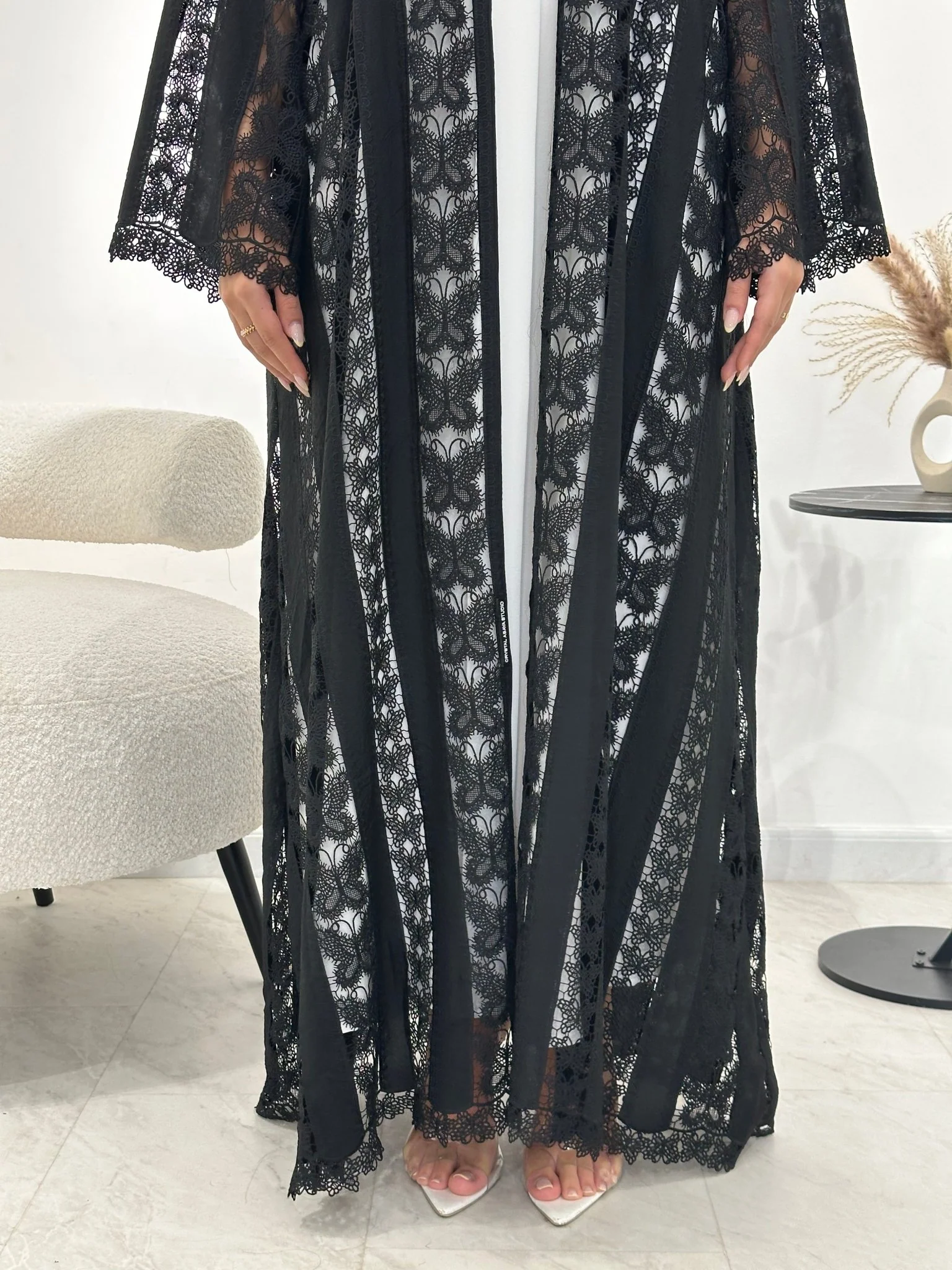 C 1354 Black Butterfly Abaya - Image 7