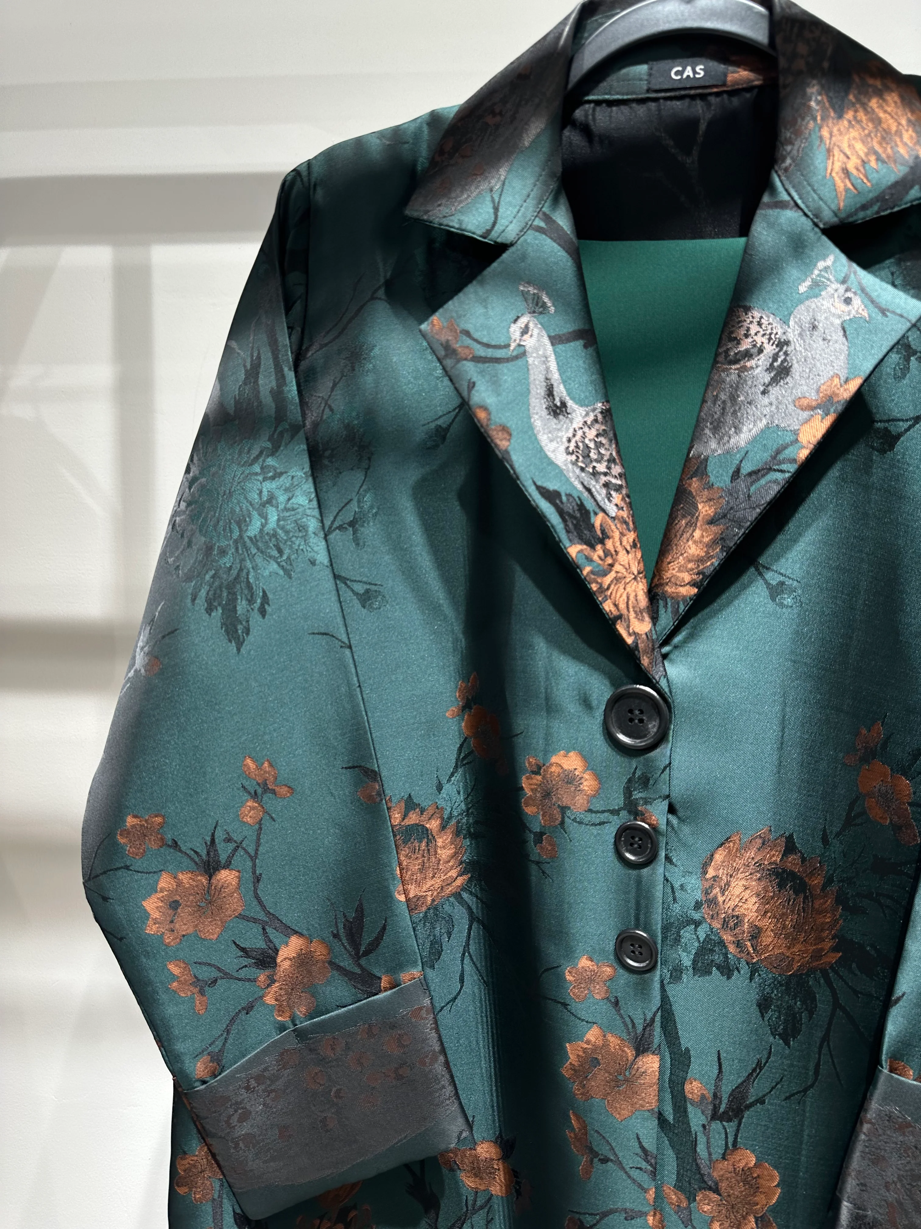C 1357-03 Green Peacock Printed Abaya - Image 5