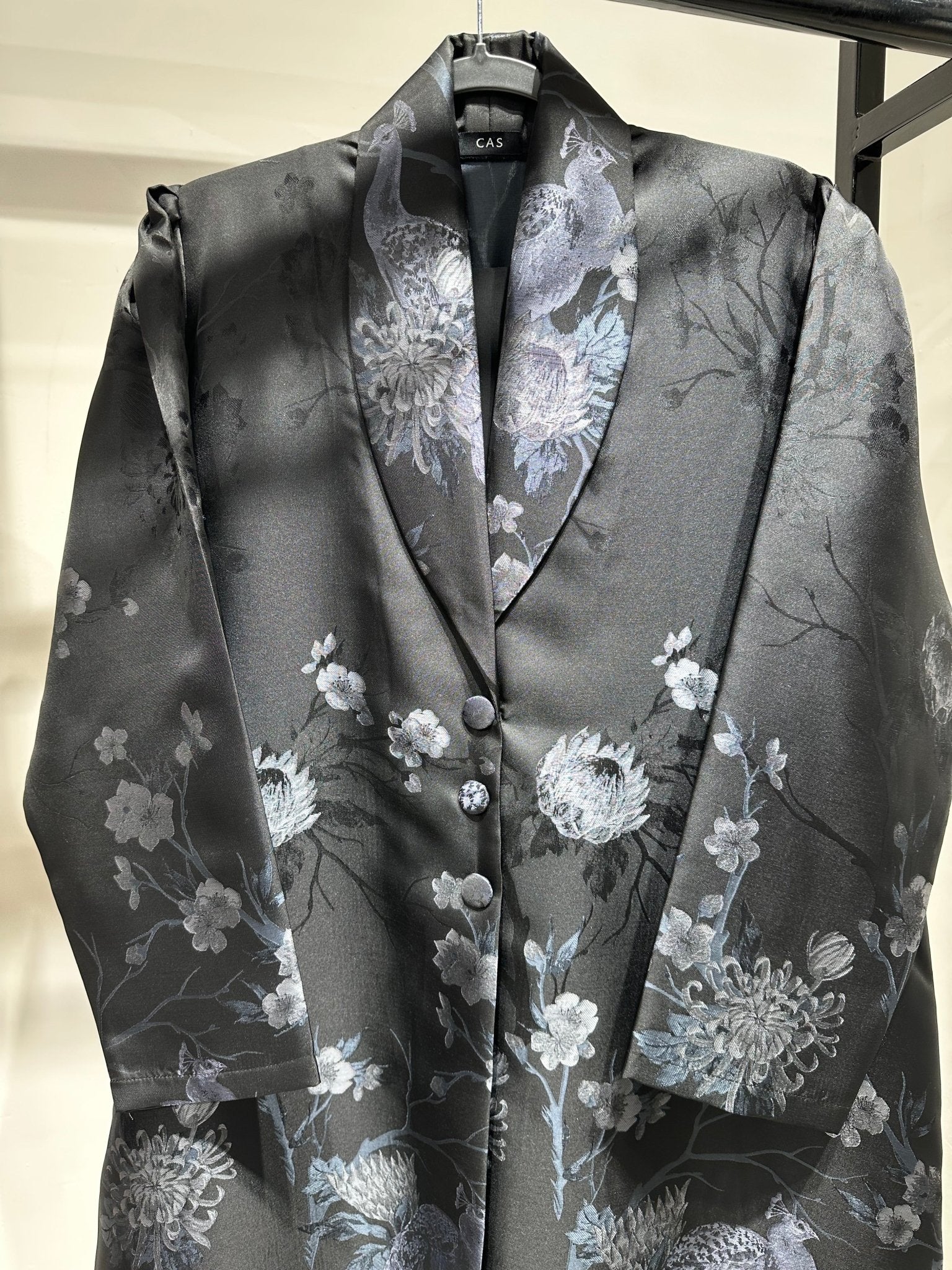 C 1357-05 Grey Peacock Printed Abaya