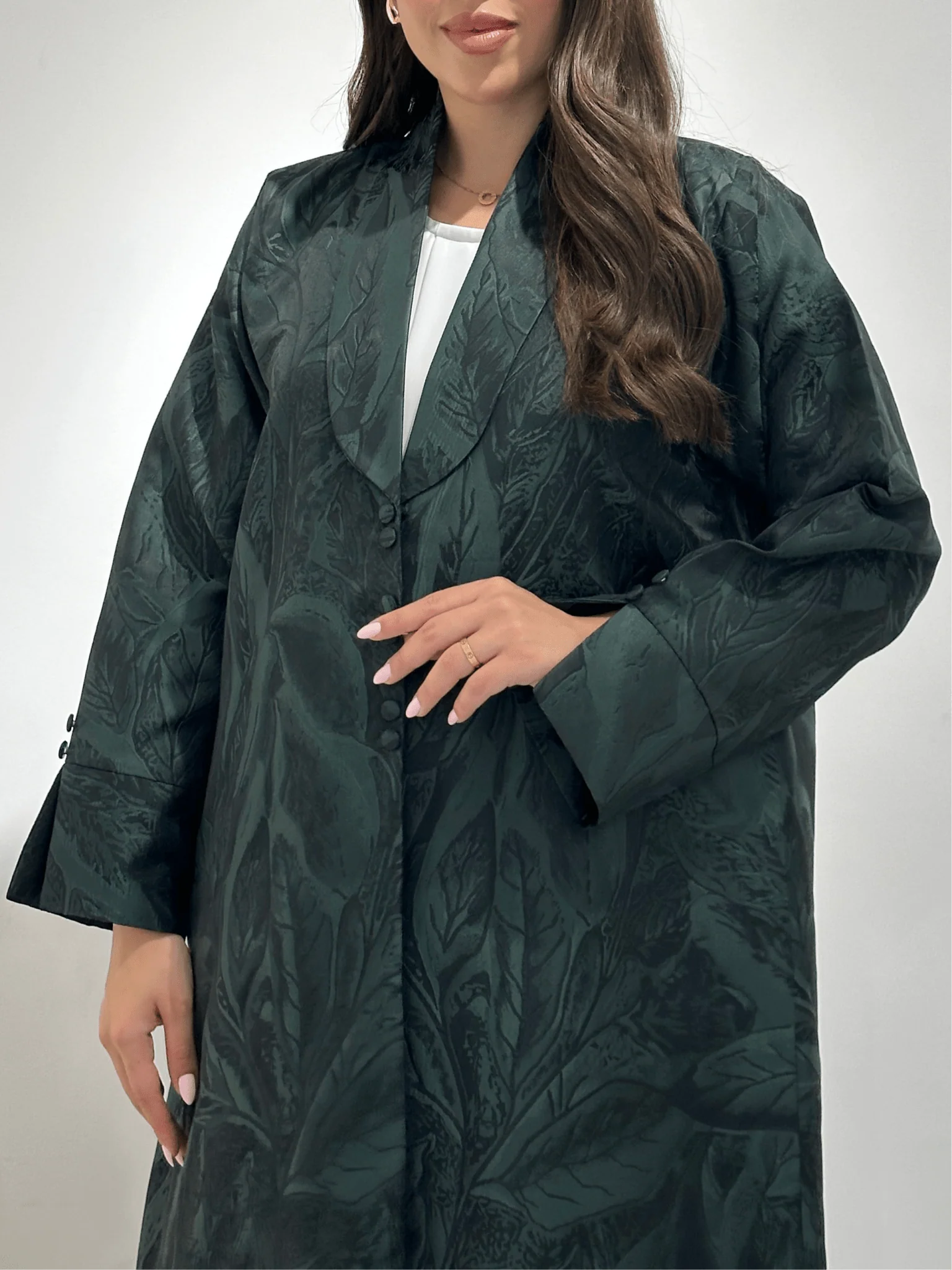 C 1358-01 Dark Green Printed Abaya - Image 5