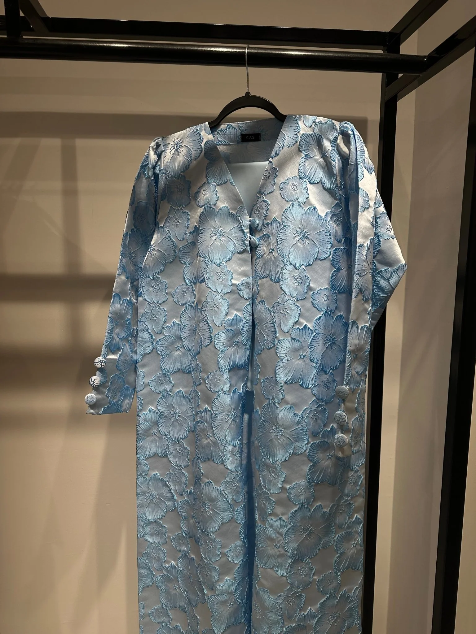 C 1359-03 Blue Floral Printed Abaya - Image 2