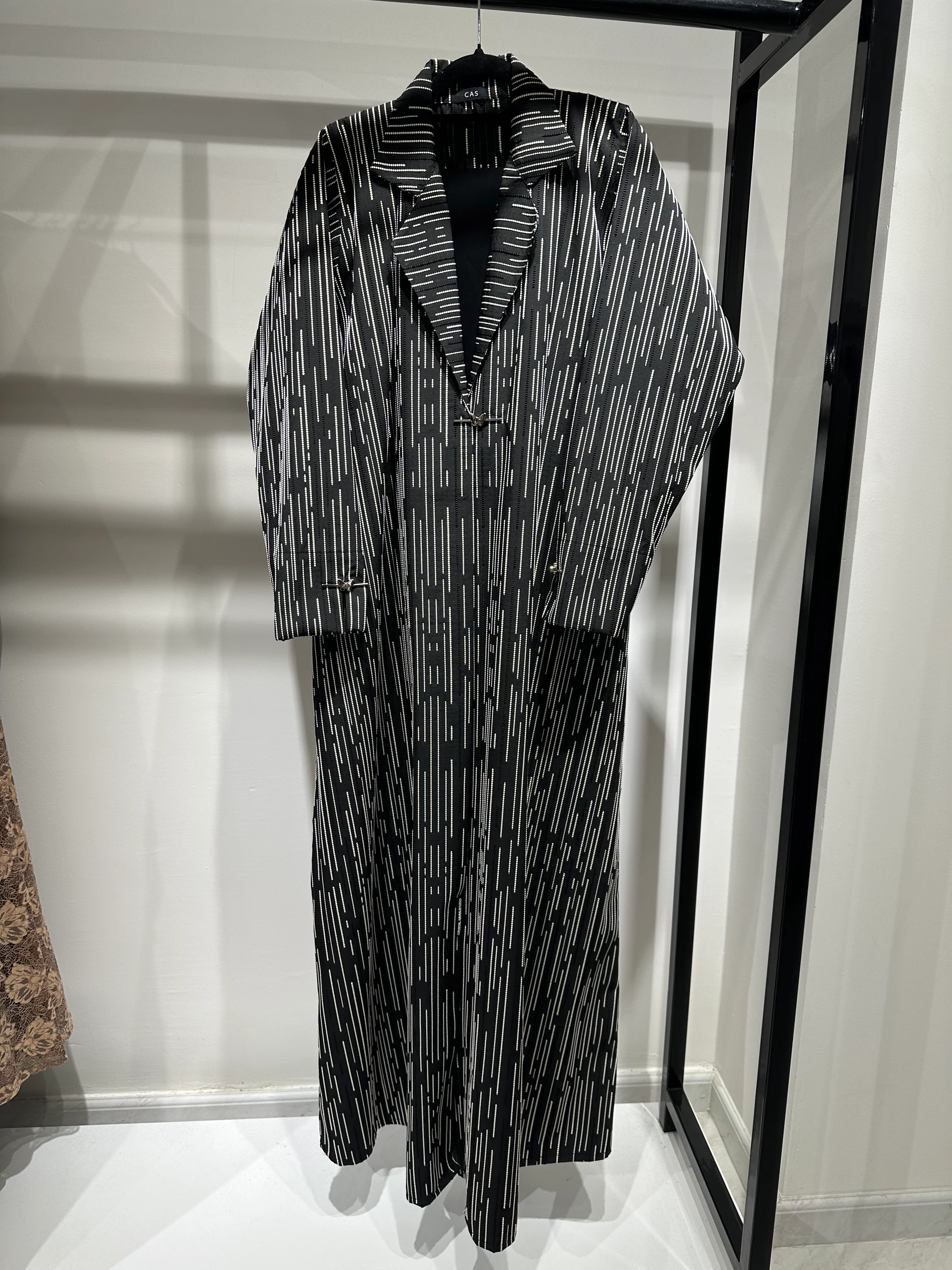 C 1360-02 Black White Coat Abaya - Image 2