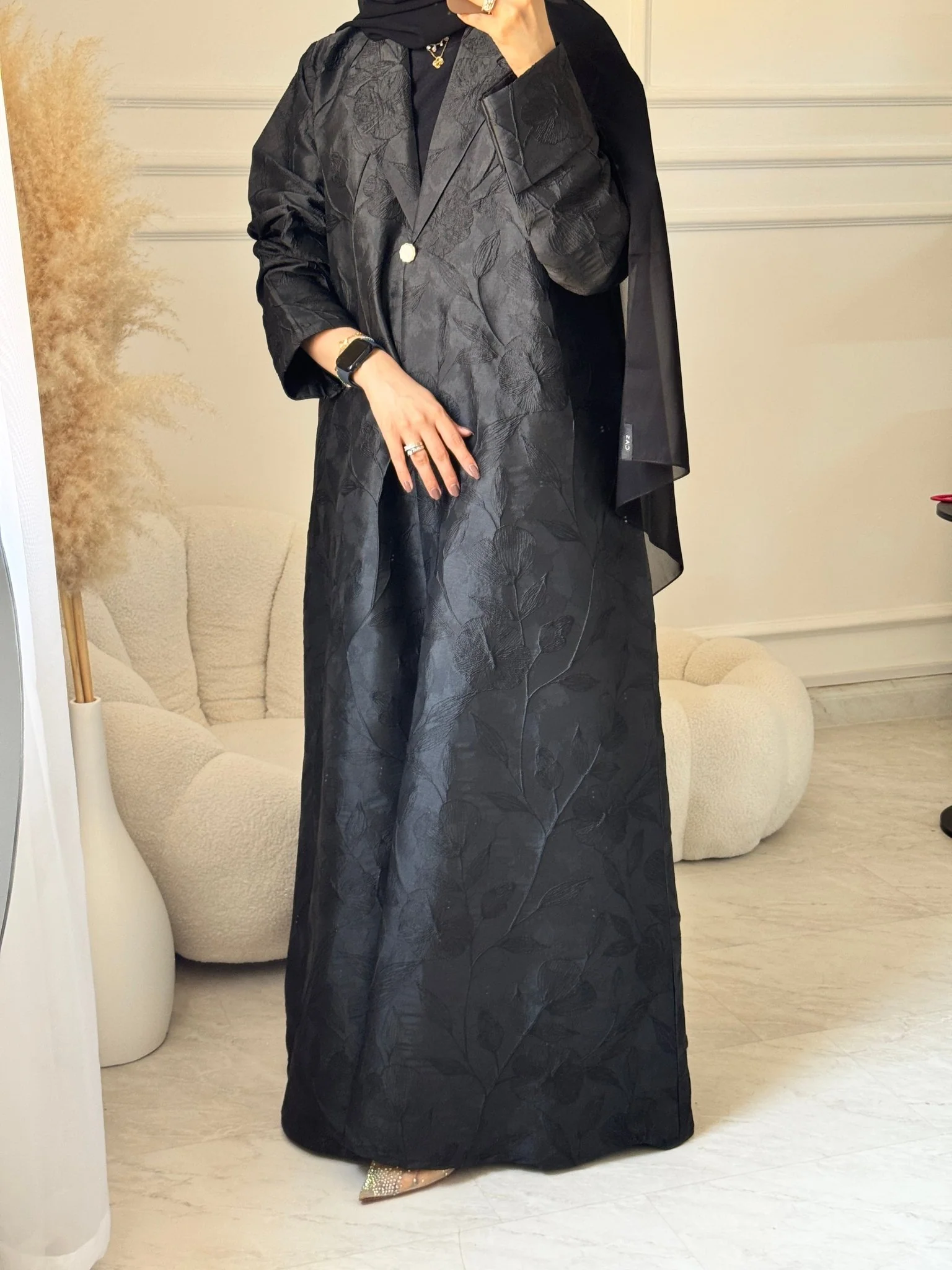 C 1467 Black Coat Abaya - Image 3