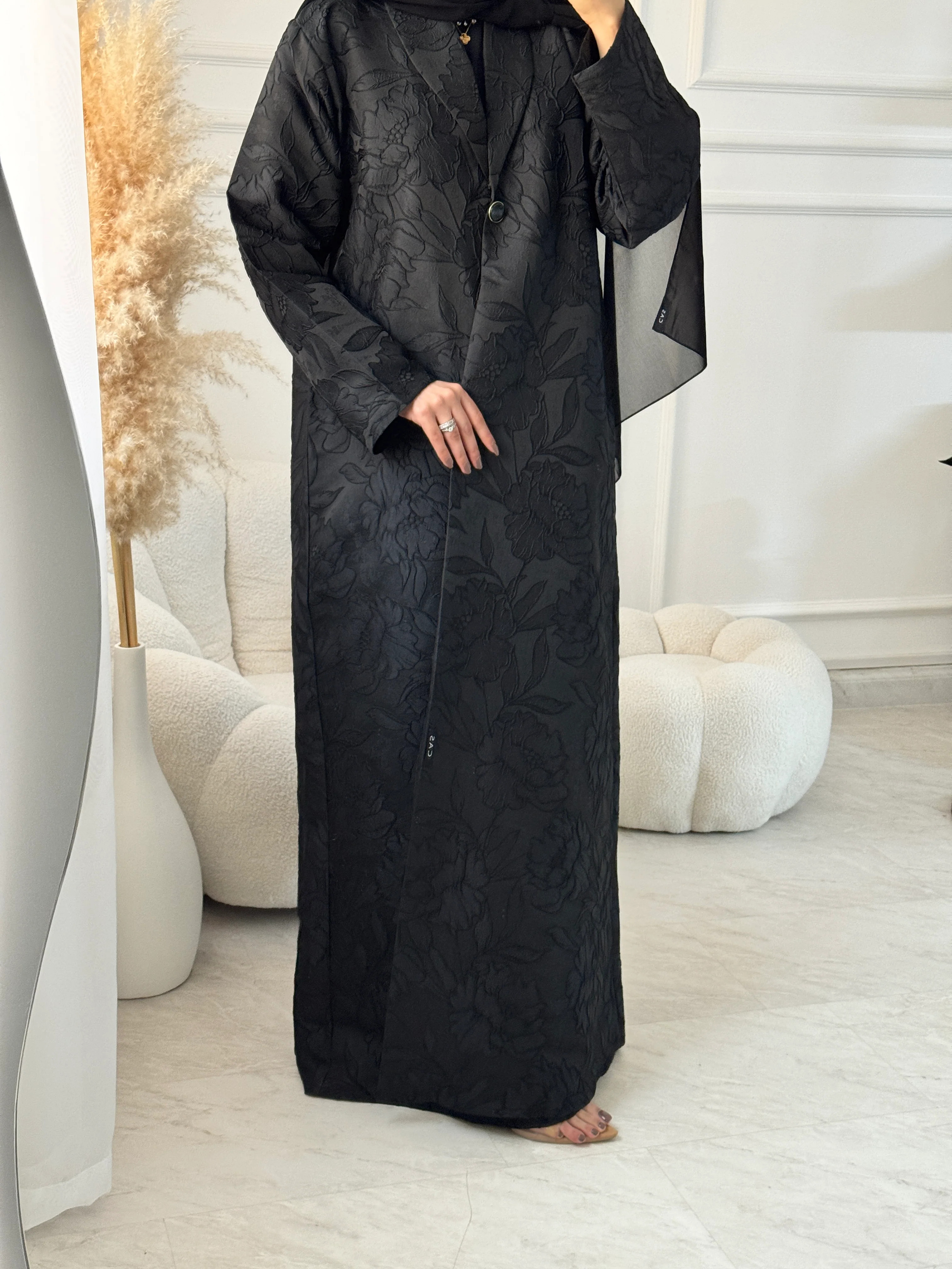 C 1468 Dahlia Black Coat Abaya - Image 4
