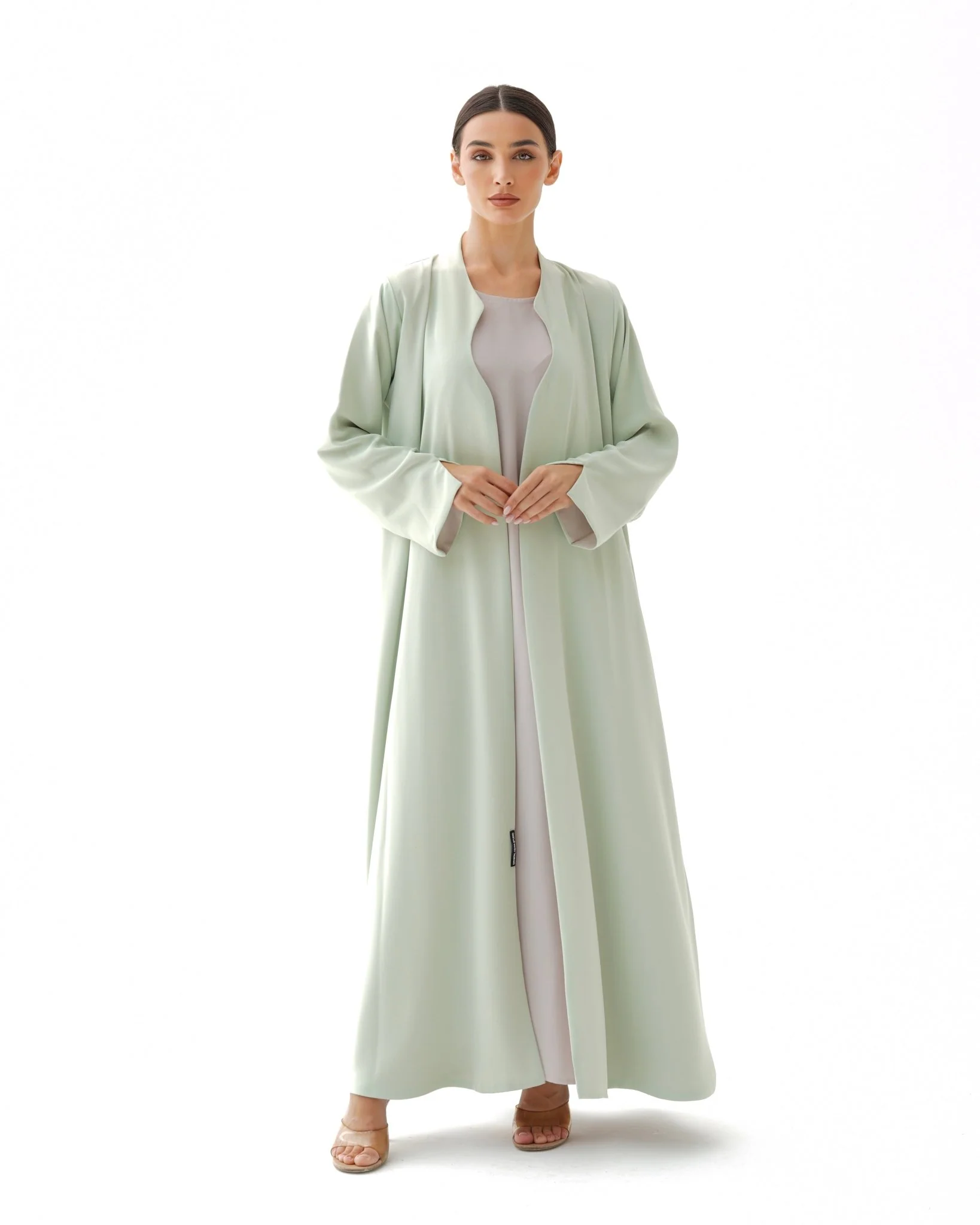 C 1481 Tea Green Reversible Abaya - Image 3