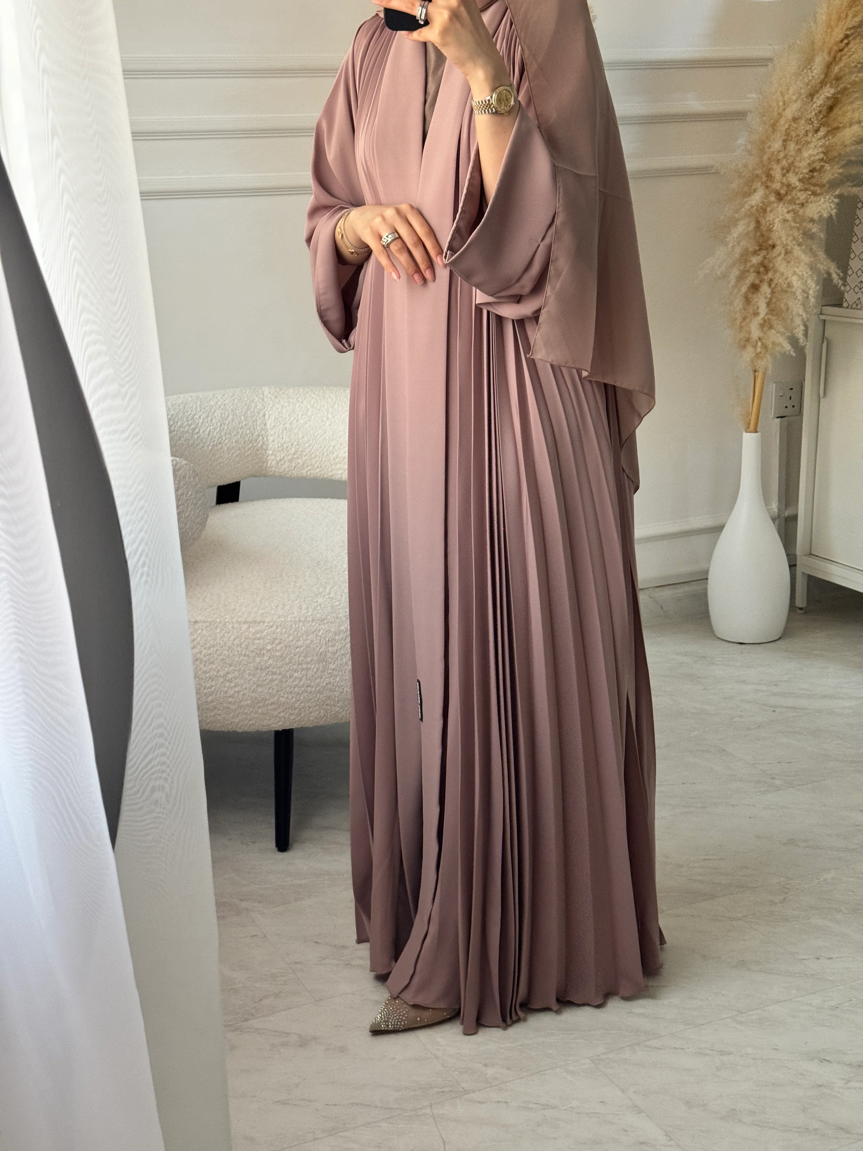 C 1517-10 Rose Premium Nada Pleated Abaya - Image 2
