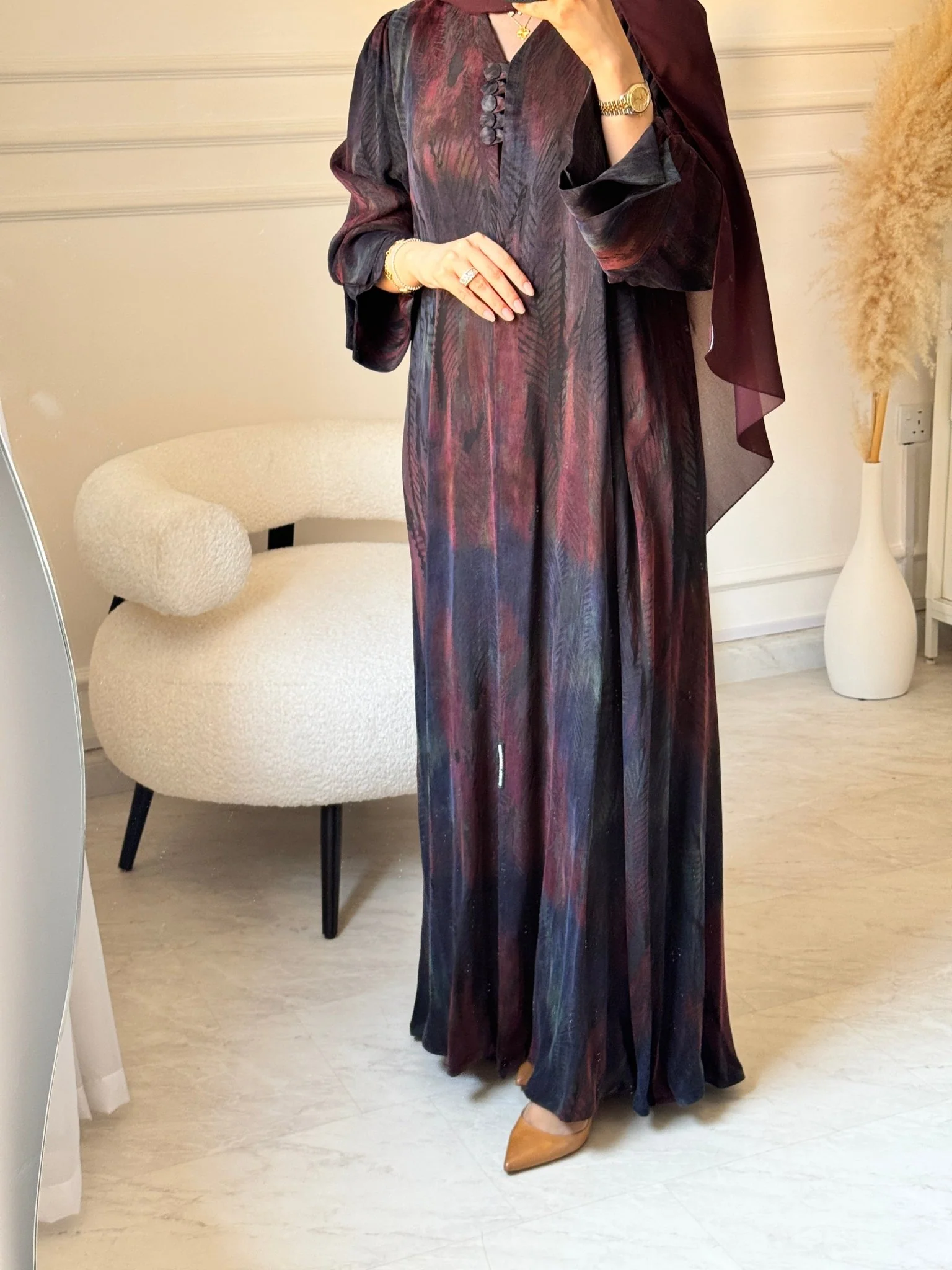 C 1518-01 Burgundy Abaya - Image 3
