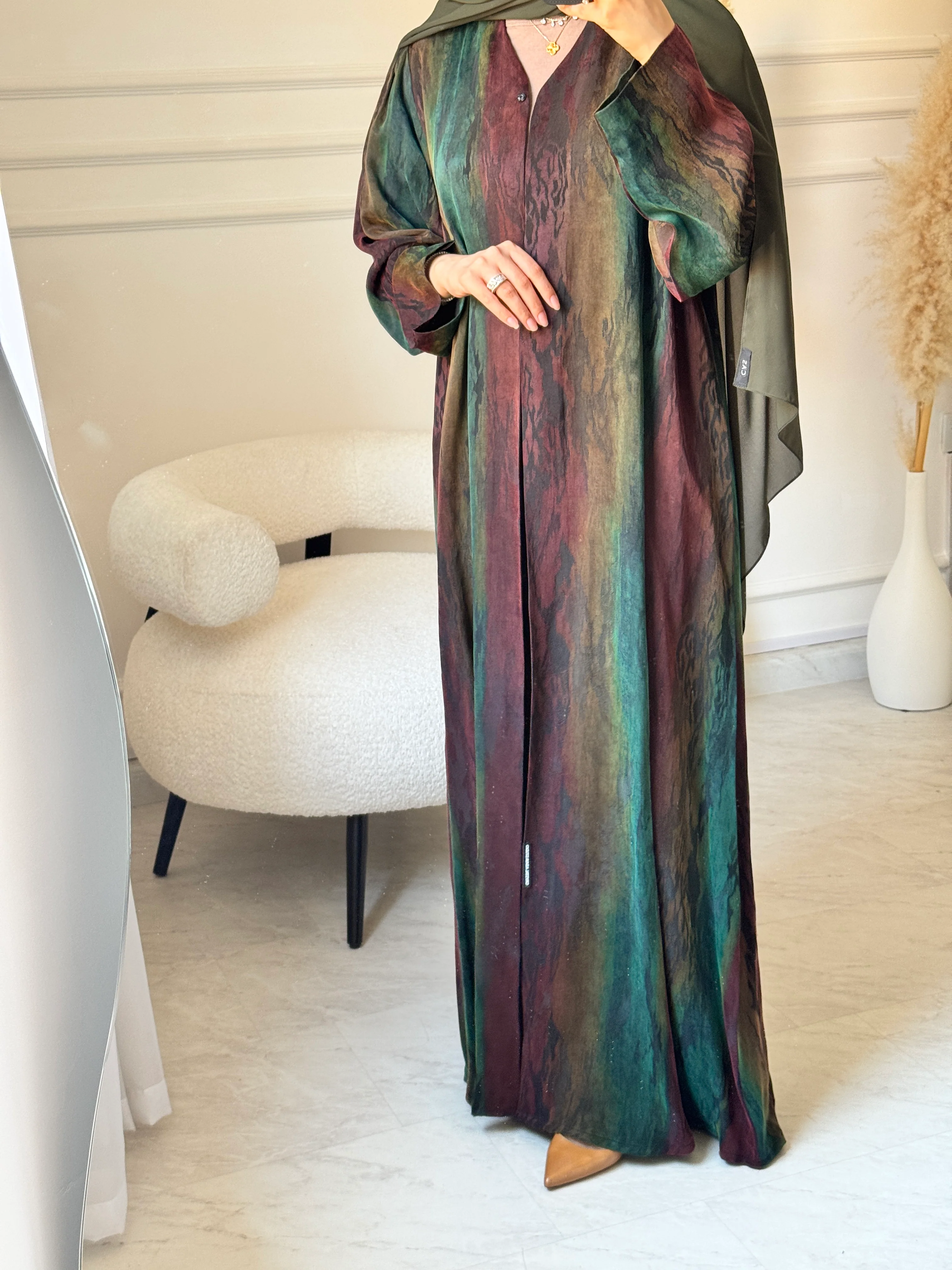 C 1518-03 Olive Brown Abaya - Image 2