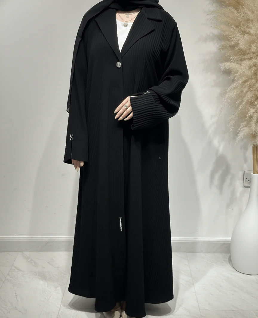 C 1611 Black Coat Abaya - Image 3