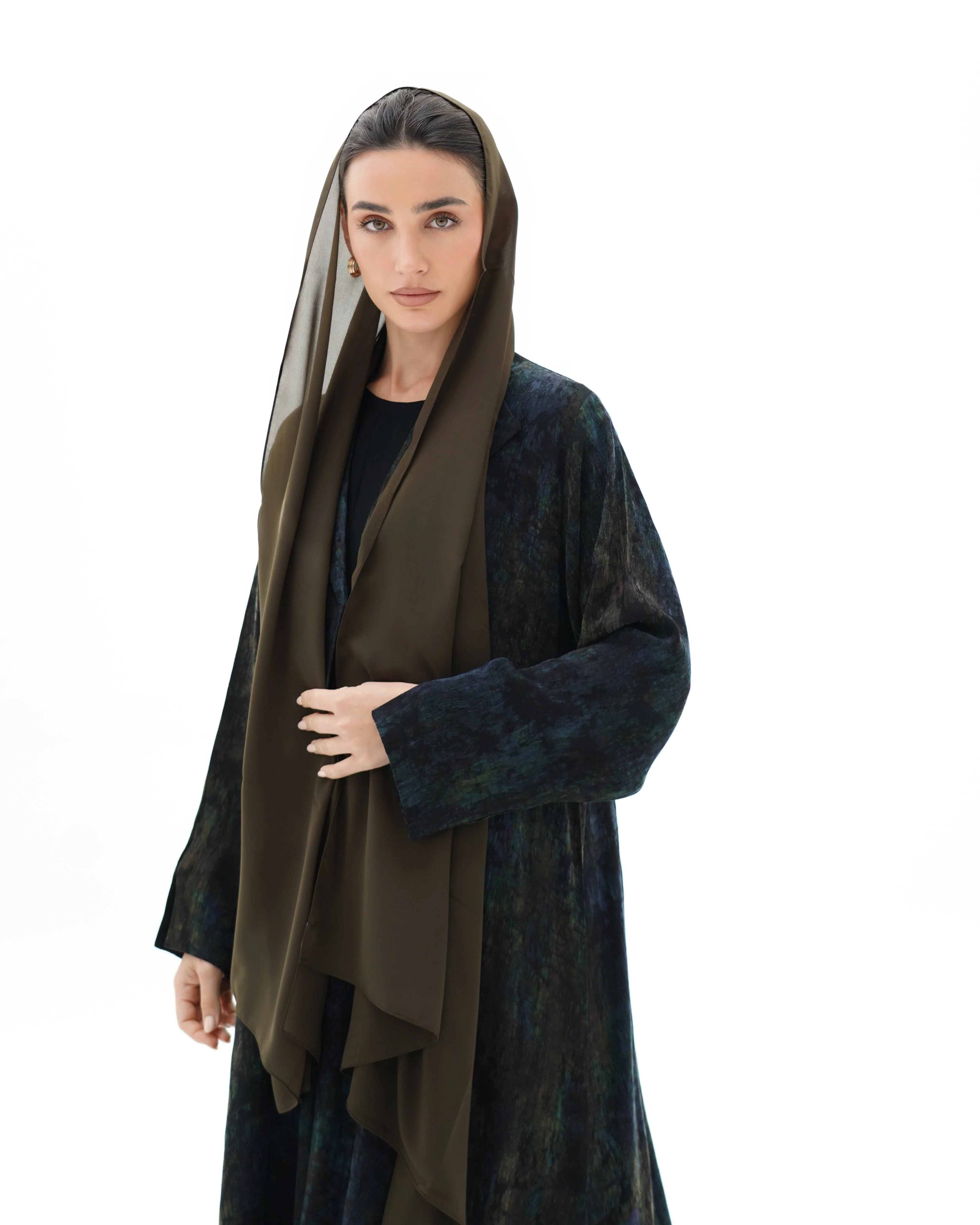 C 1699 Premium Dark Olive Abaya - Image 2