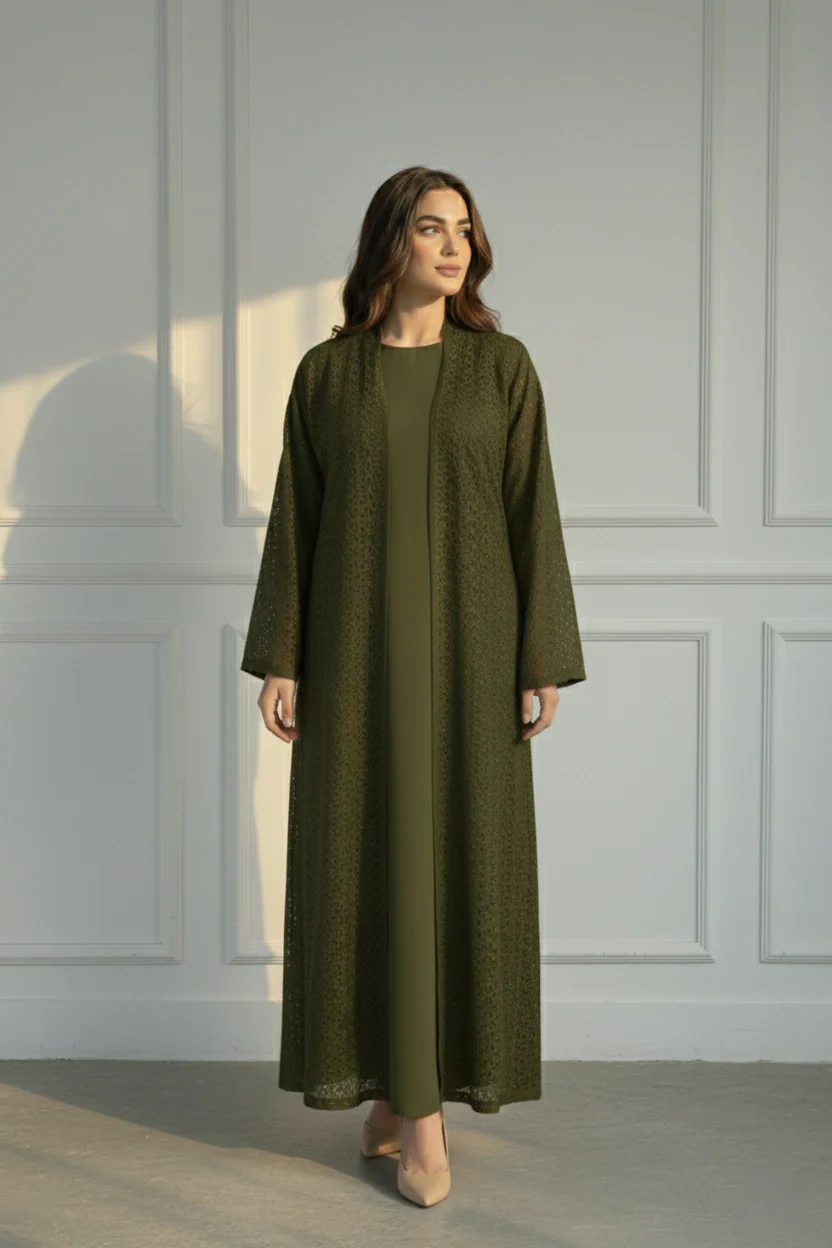 C 1717-02 Olive Dantel Abaya - Image 5