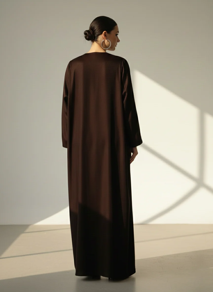 C 1760 Chocolate Brown Beaded Abaya - Image 3
