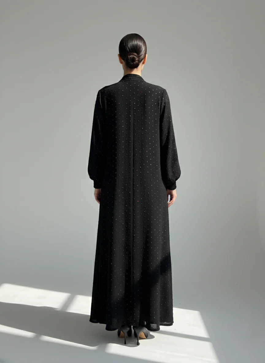 C 1762 Black Work Abaya - Image 4