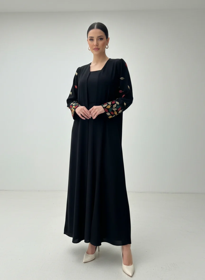 C 1830 Black Beaded Abaya - Image 2