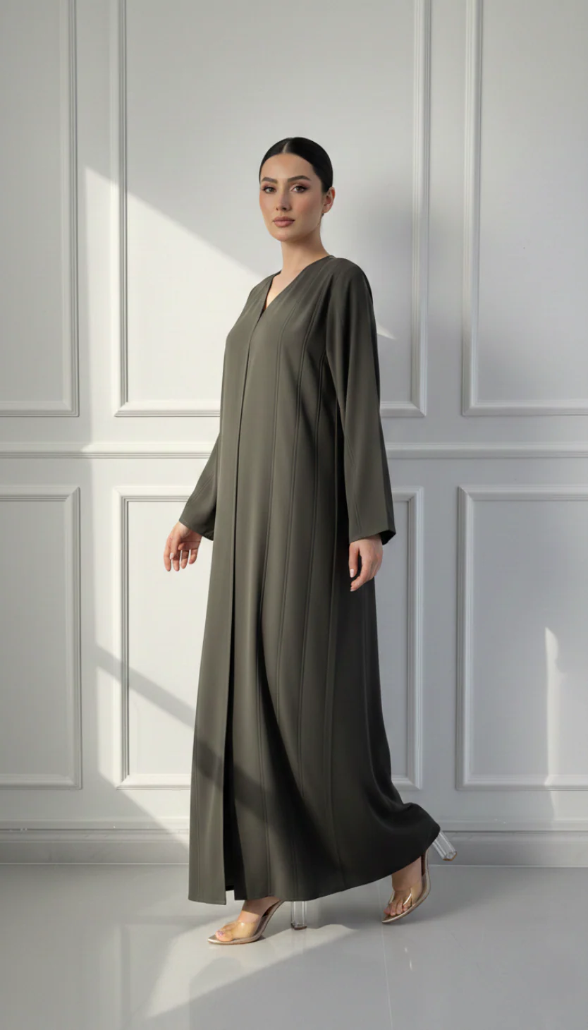 C 1839 Olive Green Abaya - Image 4