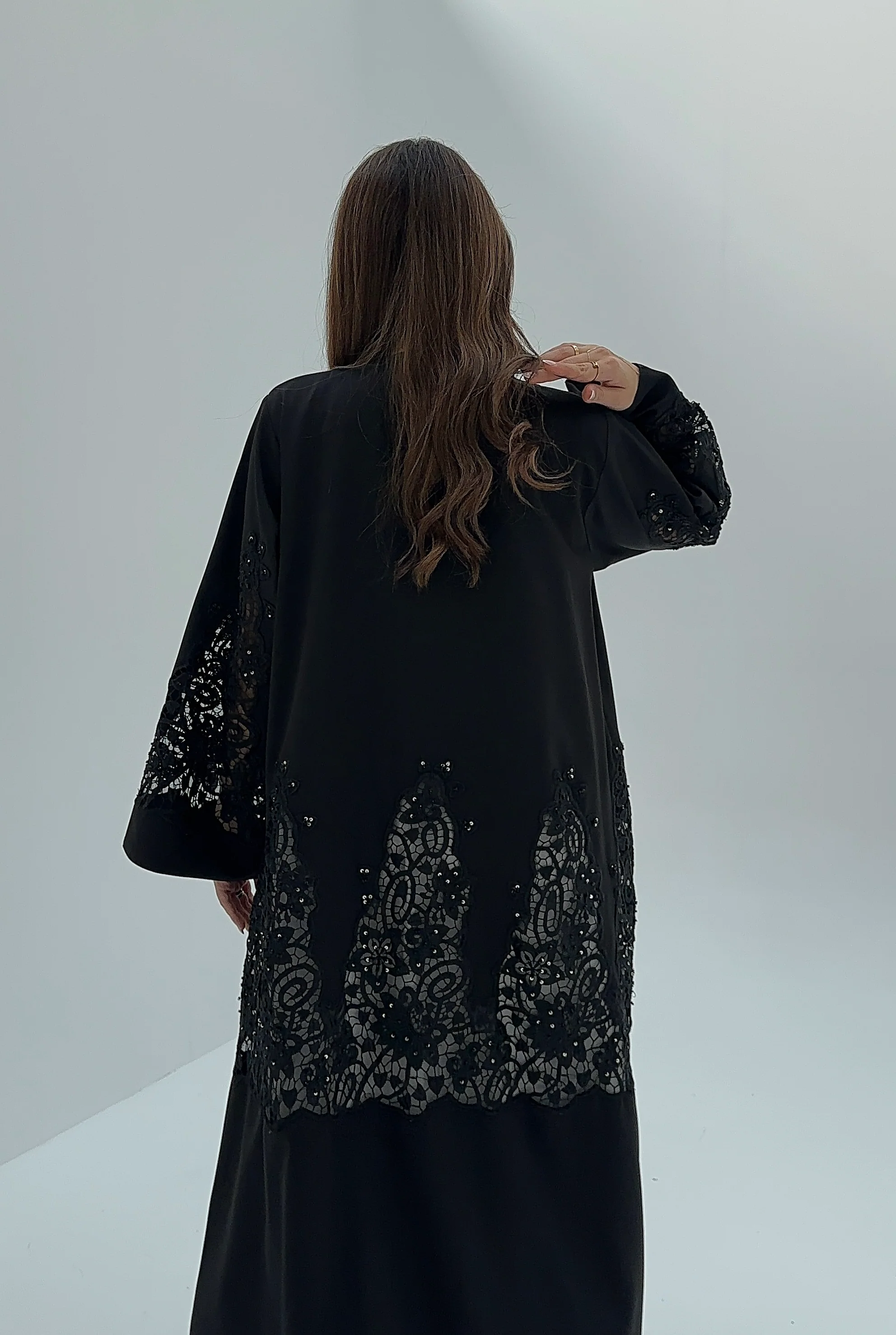 C 1871 Black Lace Abaya - Image 5