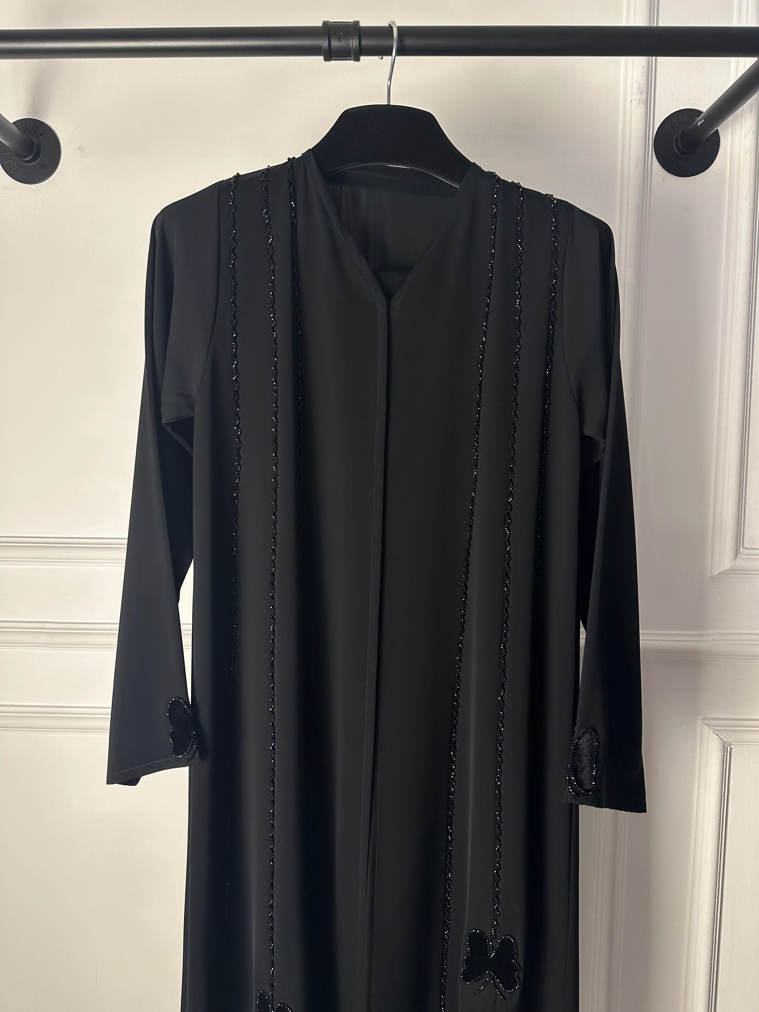 C 1890 Black Butterfly Beaded Abaya - Image 4