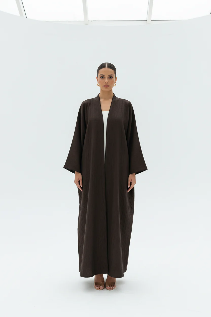 C 1898-03  Chocolate Brown Metallic Abaya - Image 2