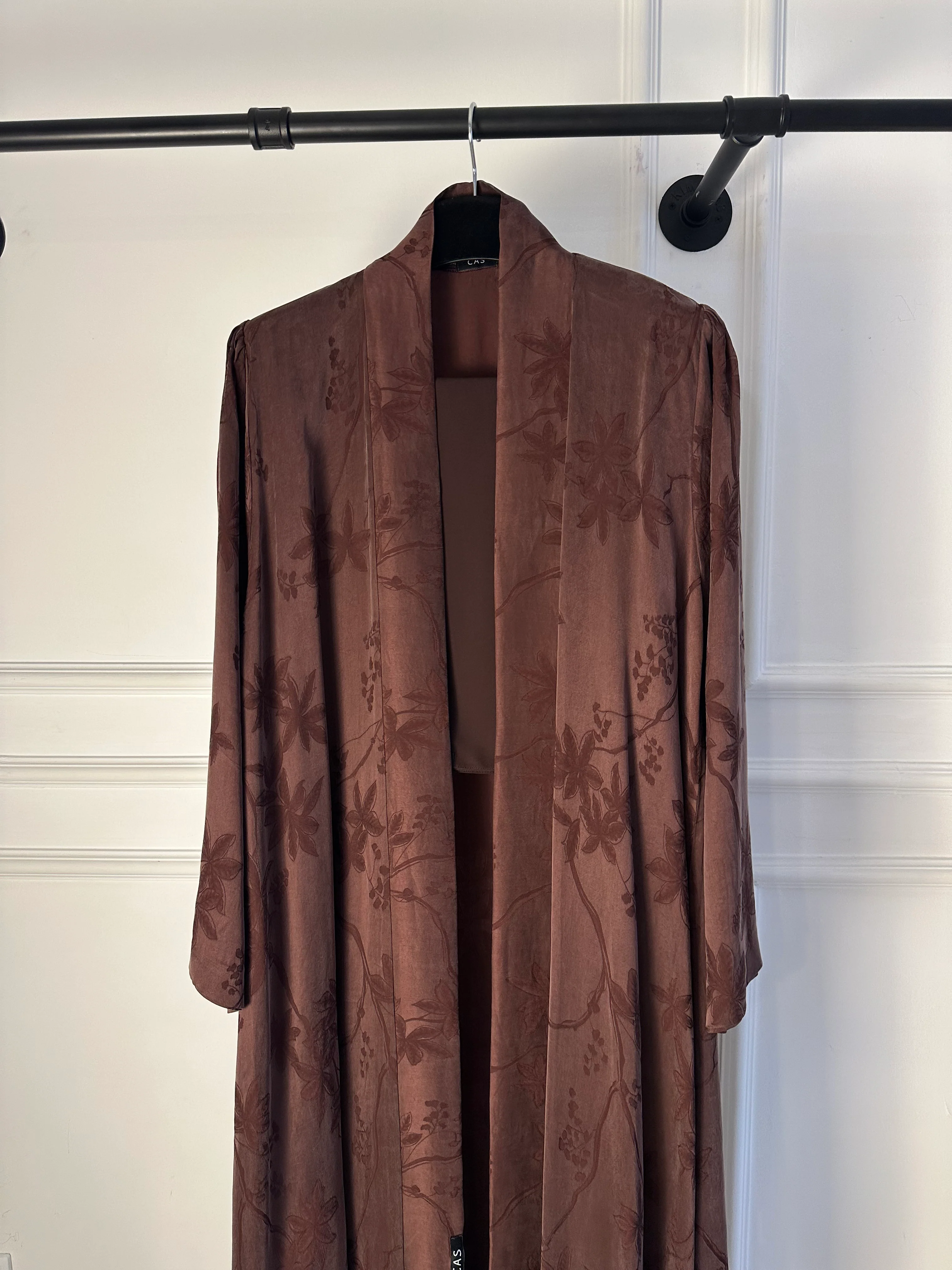 C 1900-03 Toffee Brown Floral Abaya - Image 3